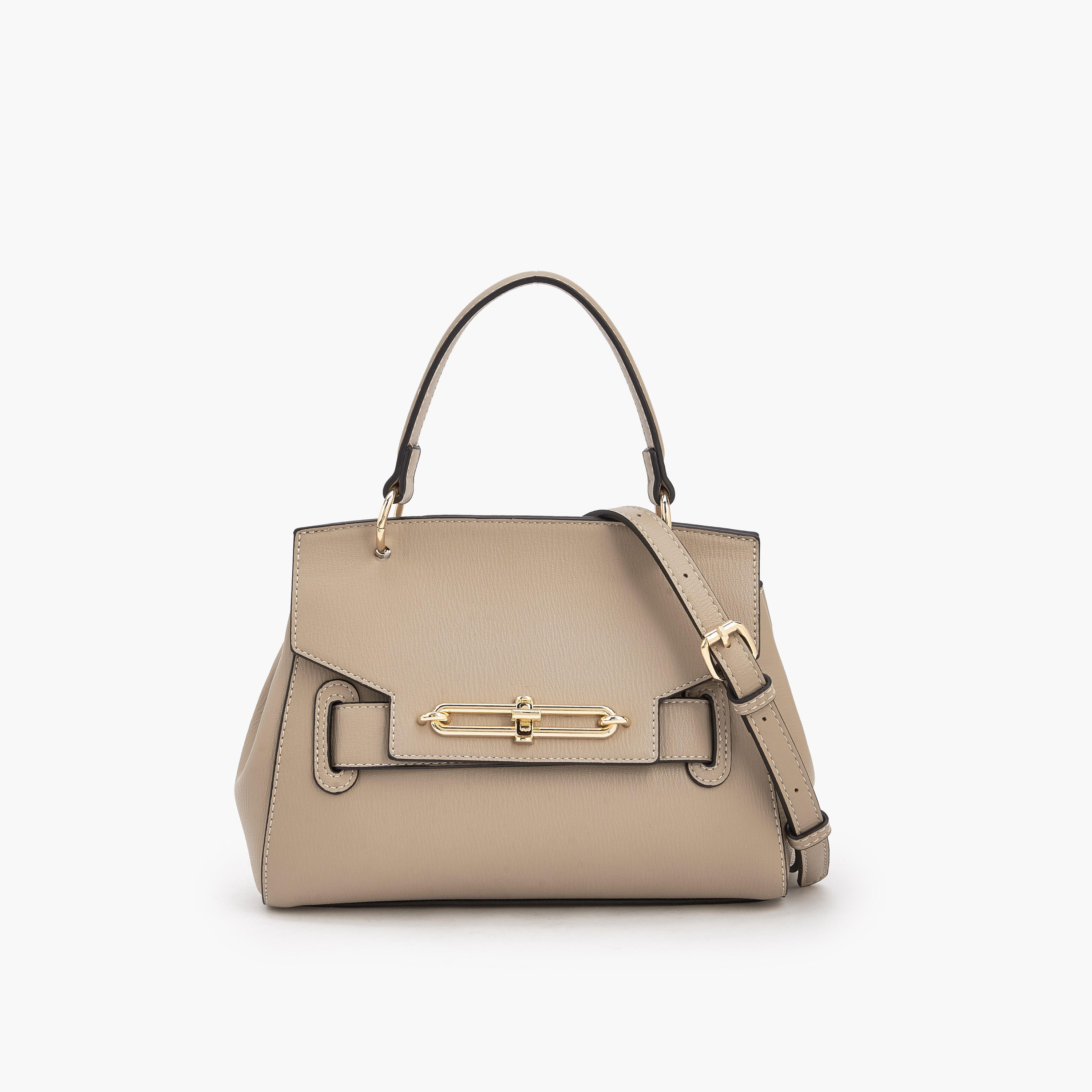 Paprika Textured Satchel Bag with Adjustable Strap-women-bagsandwallets-handbags-image-1