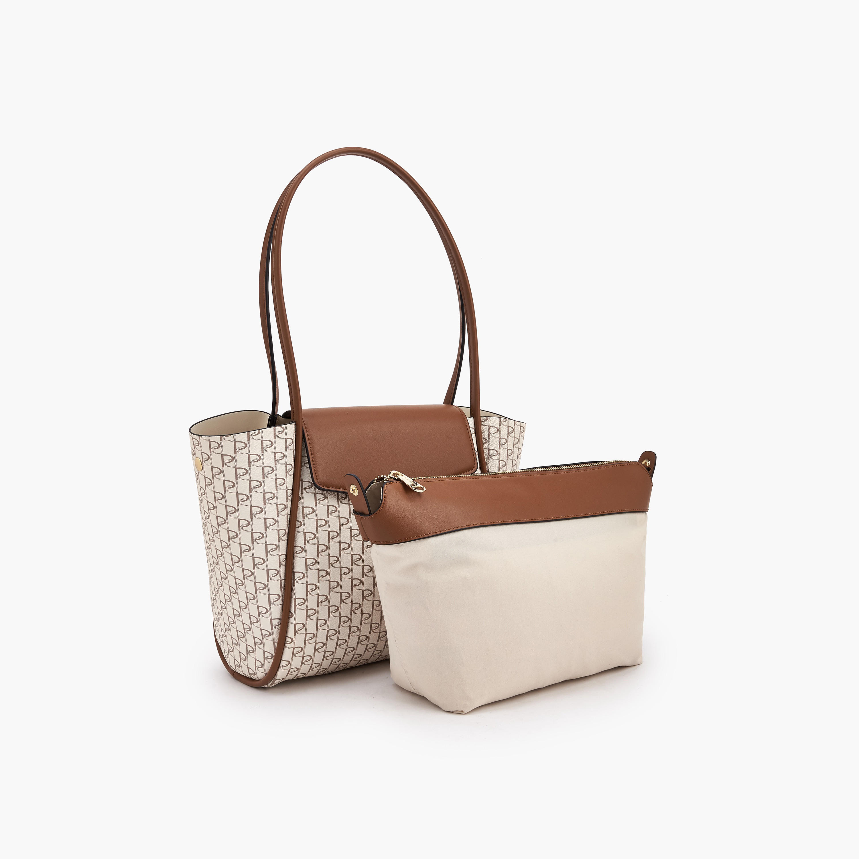 Paprika Monogram Tote Bag with Pouch-women-bagsandwallets-handbags-image-2
