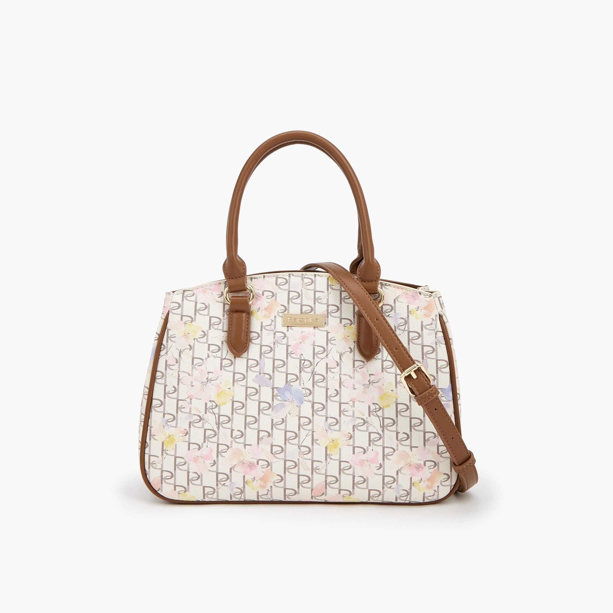 Paprika Monogram Print Tote Bag with Detachable Strap-women-bagsandwallets-handbags-image-1
