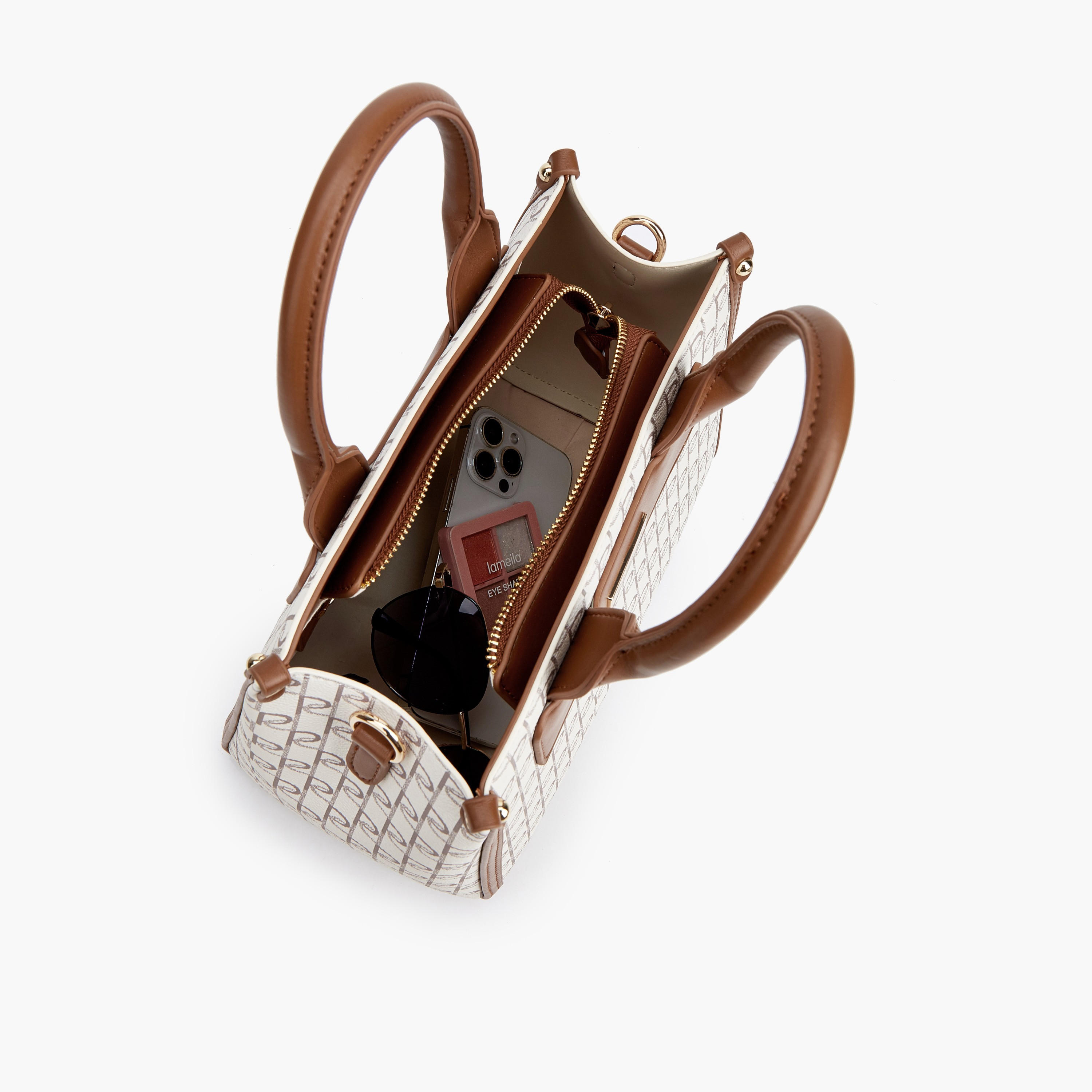 Paprika Monogram Print Tote Bag with Detachable Strap-women-bagsandwallets-handbags-image-7