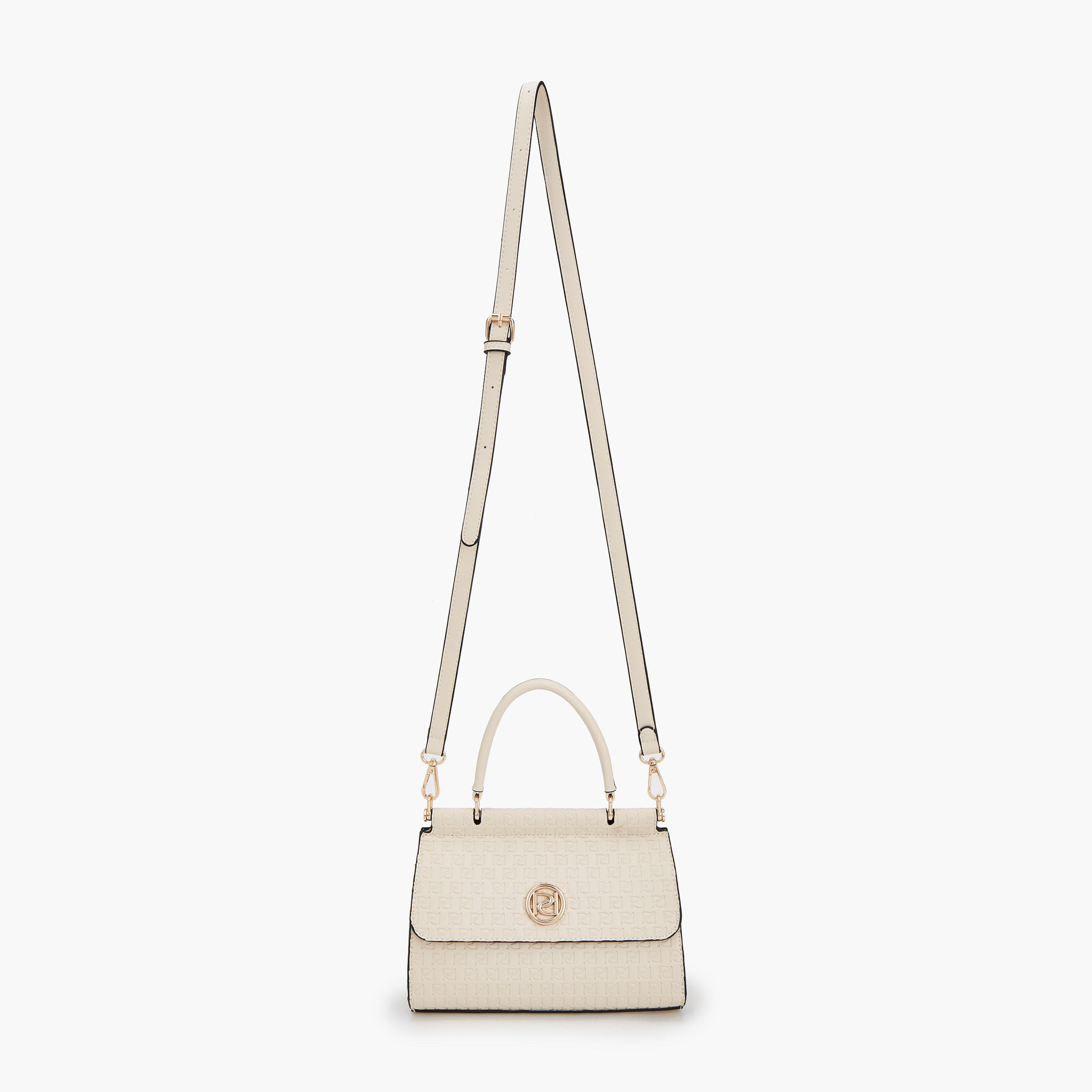 Paprika Monogram Embossed Satchel Bag with Detachable Strap-women-bagsandwallets-handbags-image-2