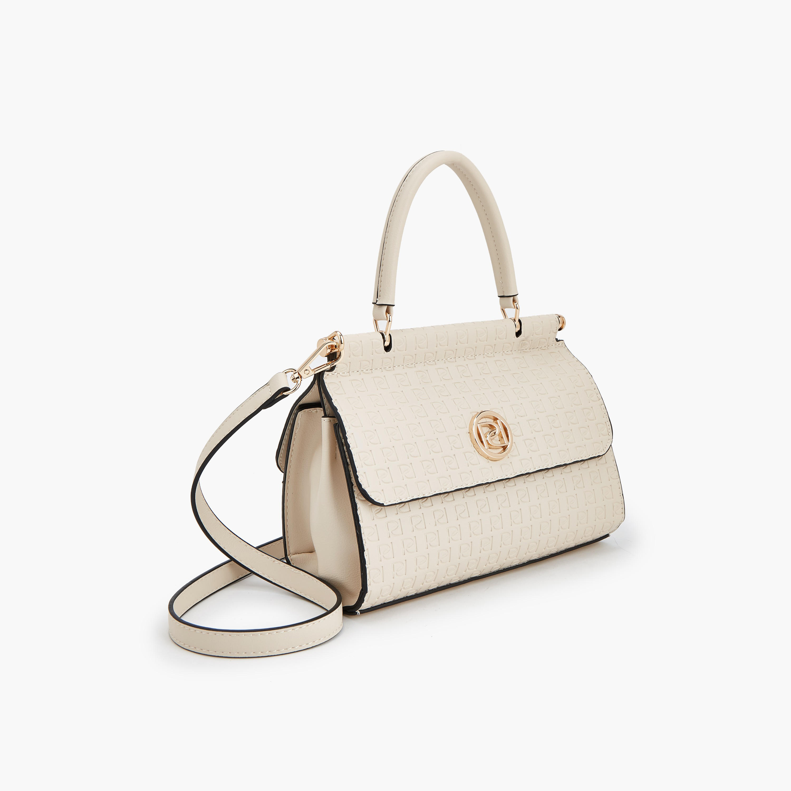 Paprika Monogram Embossed Satchel Bag with Detachable Strap-women-bagsandwallets-handbags-image-3