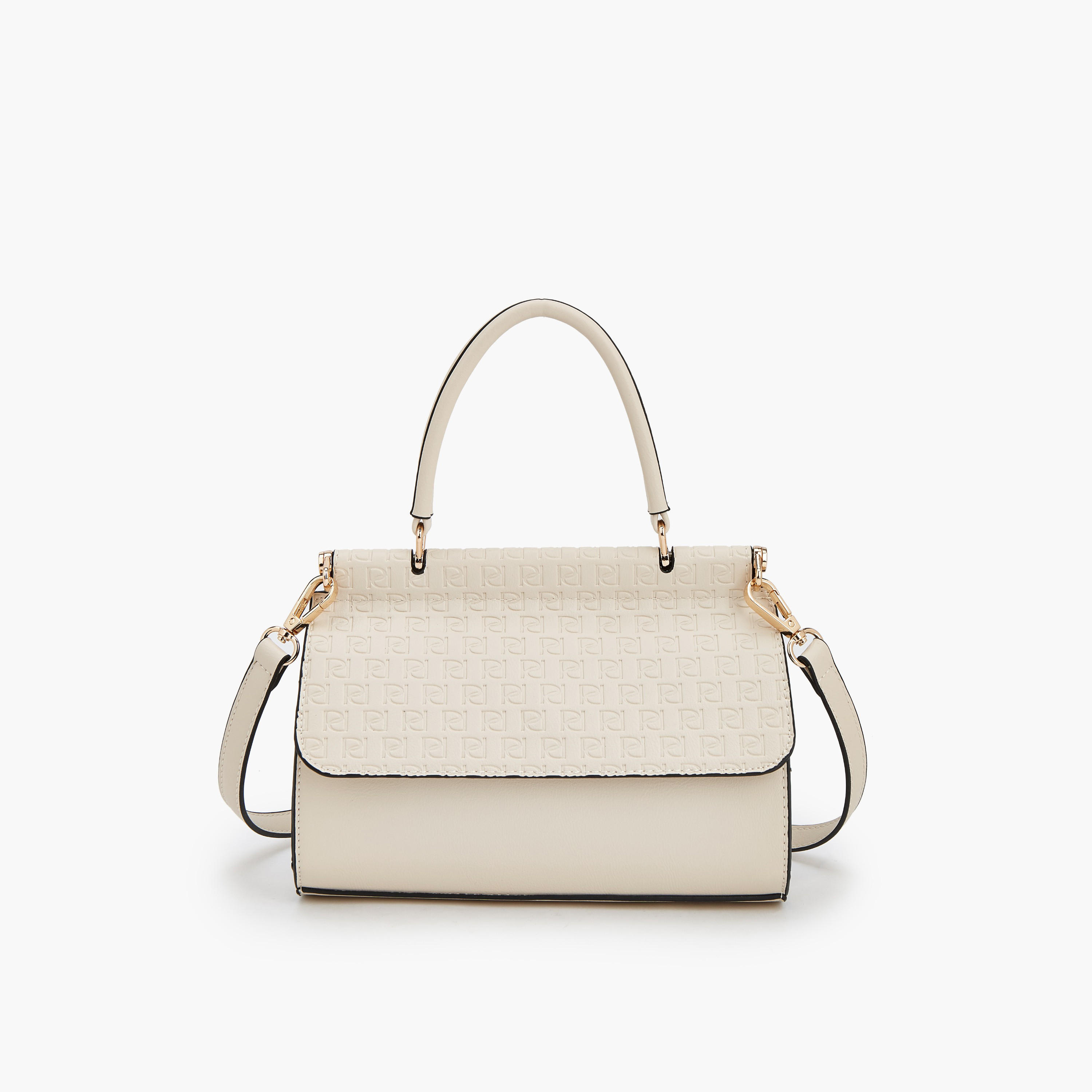 Paprika Monogram Embossed Satchel Bag with Detachable Strap-women-bagsandwallets-handbags-image-5