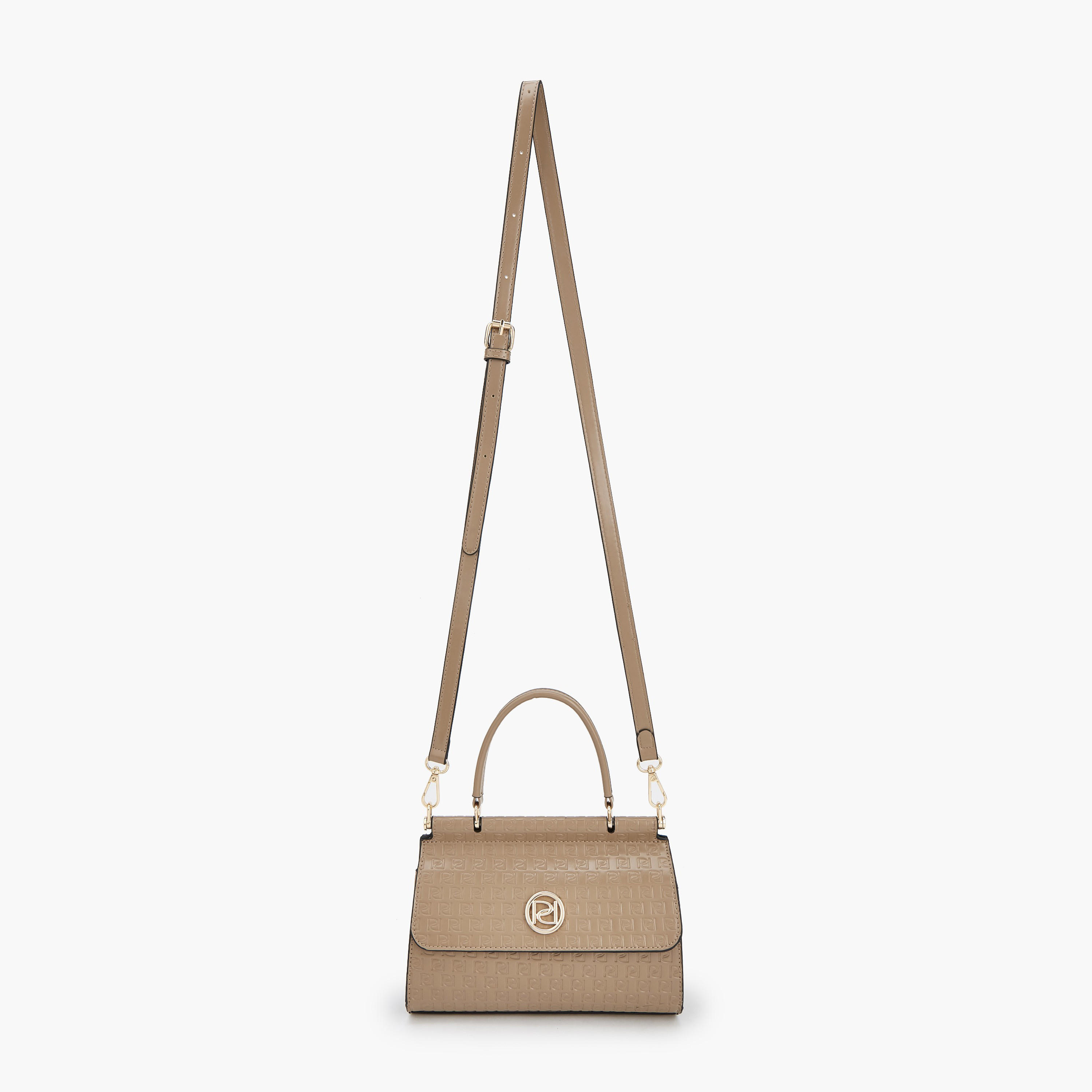 Paprika Monogram Embossed Satchel Bag with Detachable Strap-women-bagsandwallets-handbags-image-2