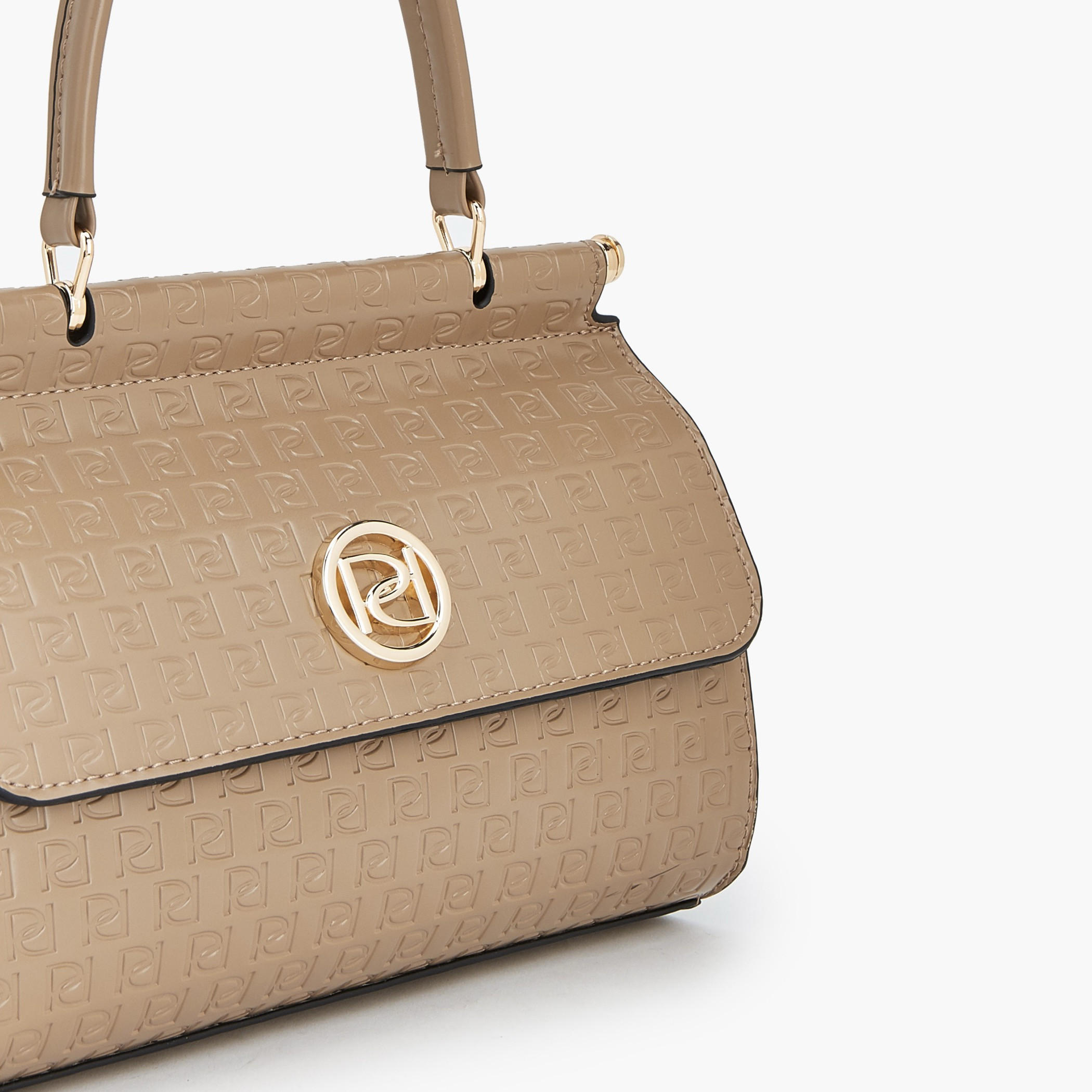 Paprika Monogram Embossed Satchel Bag with Detachable Strap-women-bagsandwallets-handbags-image-4