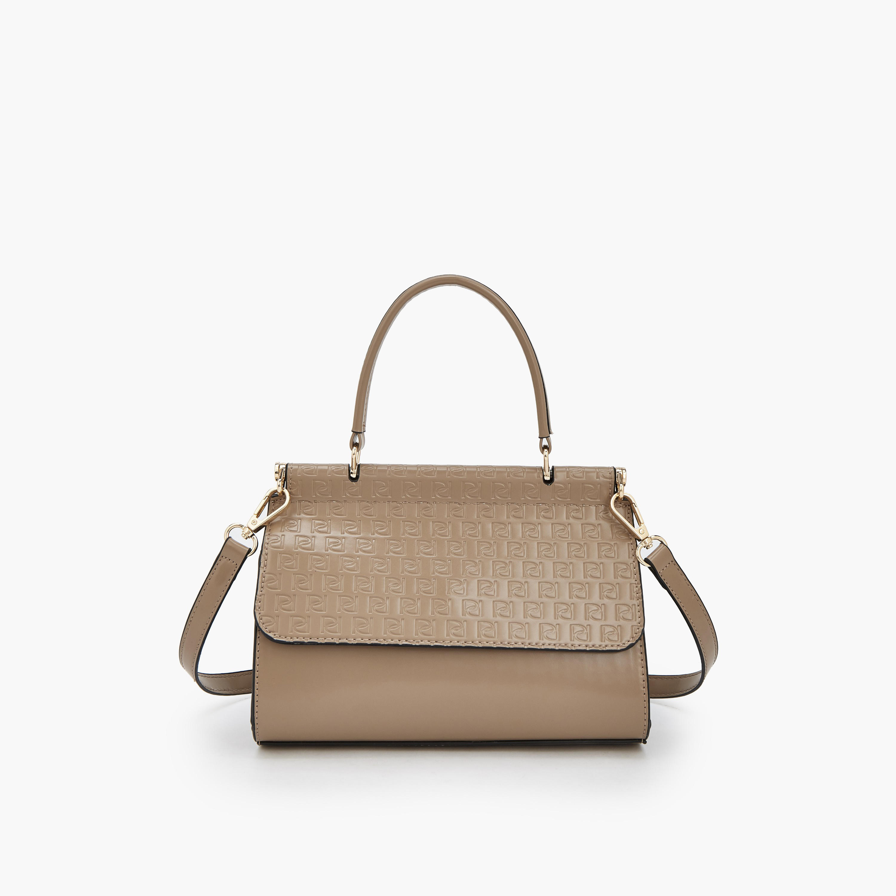 Paprika Monogram Embossed Satchel Bag with Detachable Strap-women-bagsandwallets-handbags-image-5