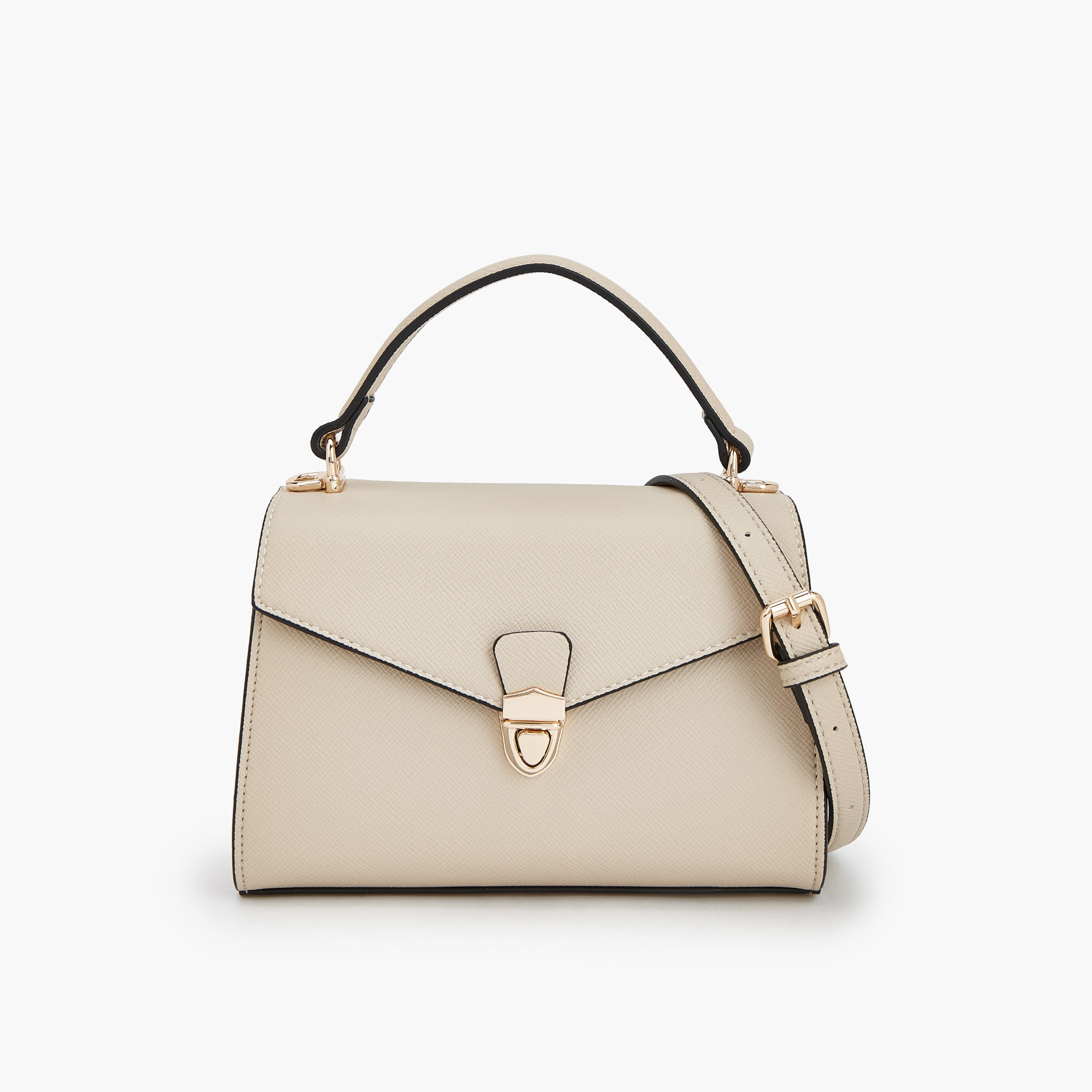 Paprika Textured Satchel Bag with Detachable Strap-women-bagsandwallets-handbags-image-1