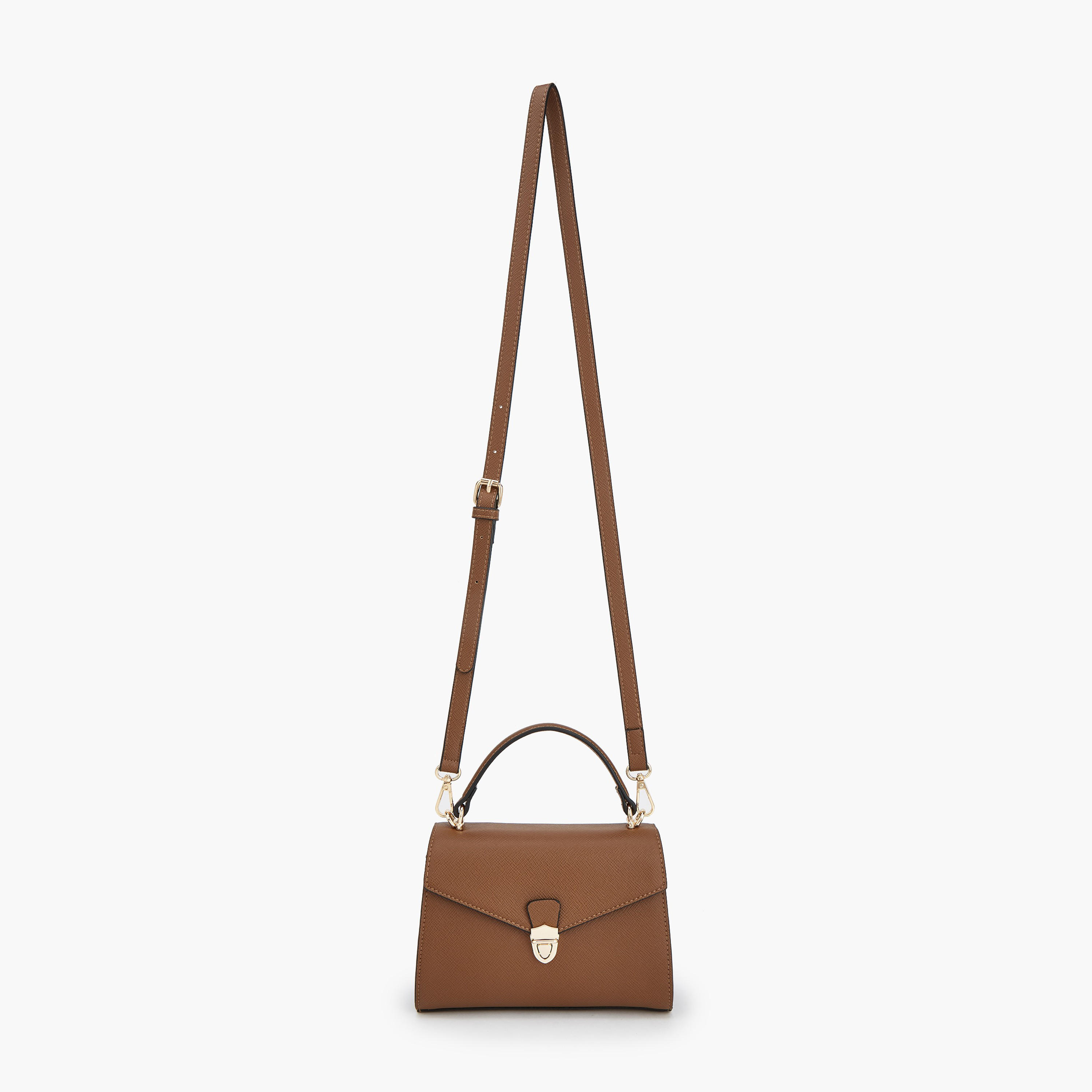 Paprika Textured Satchel Bag with Detachable Strap-women-bagsandwallets-handbags-image-2