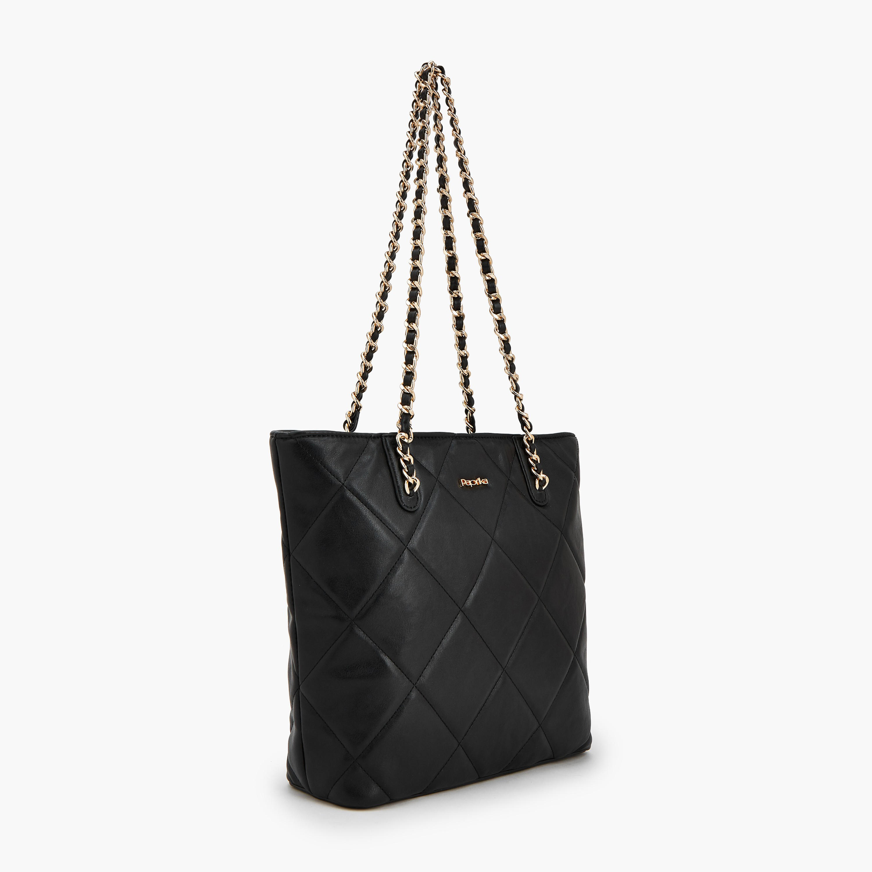 Paprika Quilted Tote Bag with Chain Handles-women-bagsandwallets-handbags-image-2
