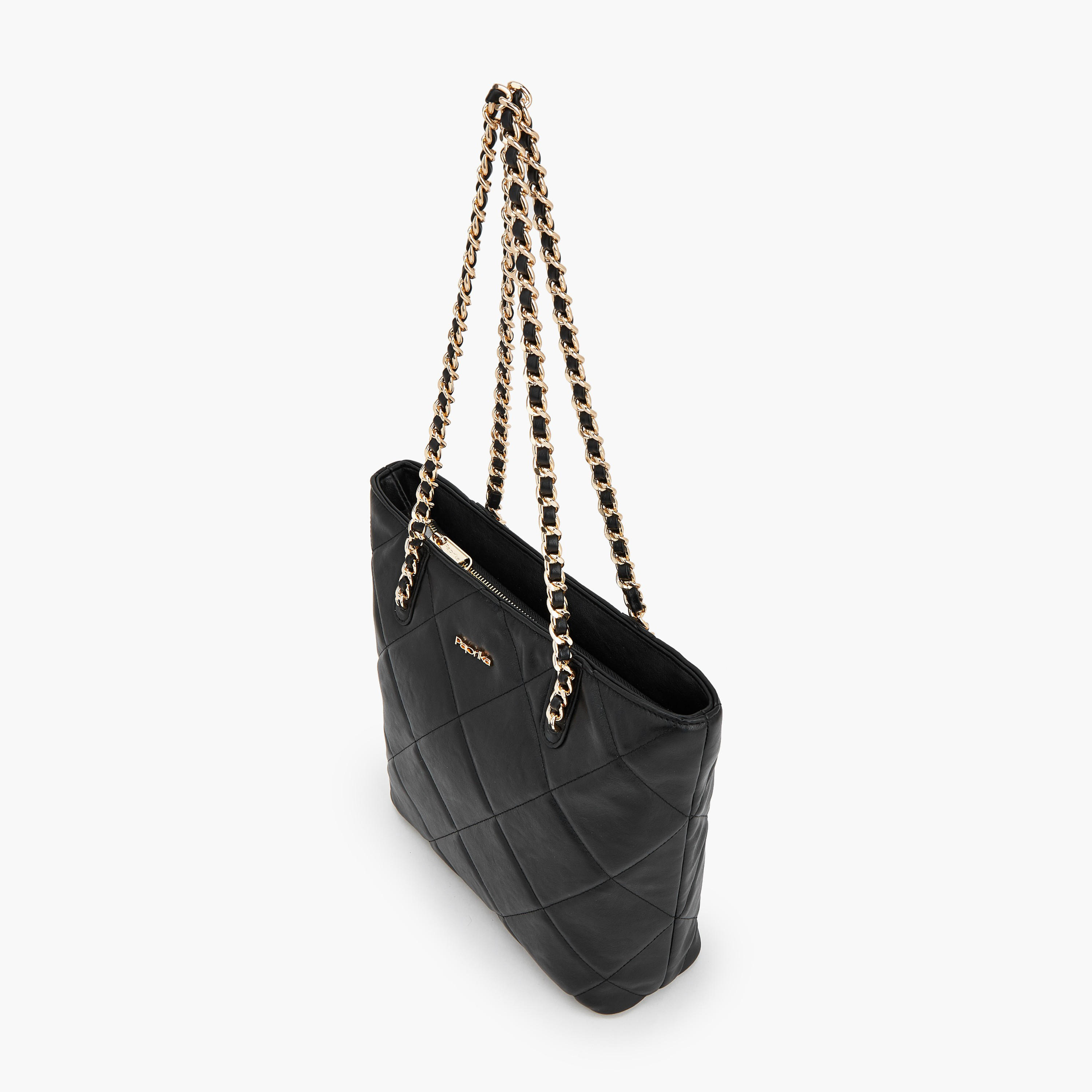Paprika Quilted Tote Bag with Chain Handles-women-bagsandwallets-handbags-image-5