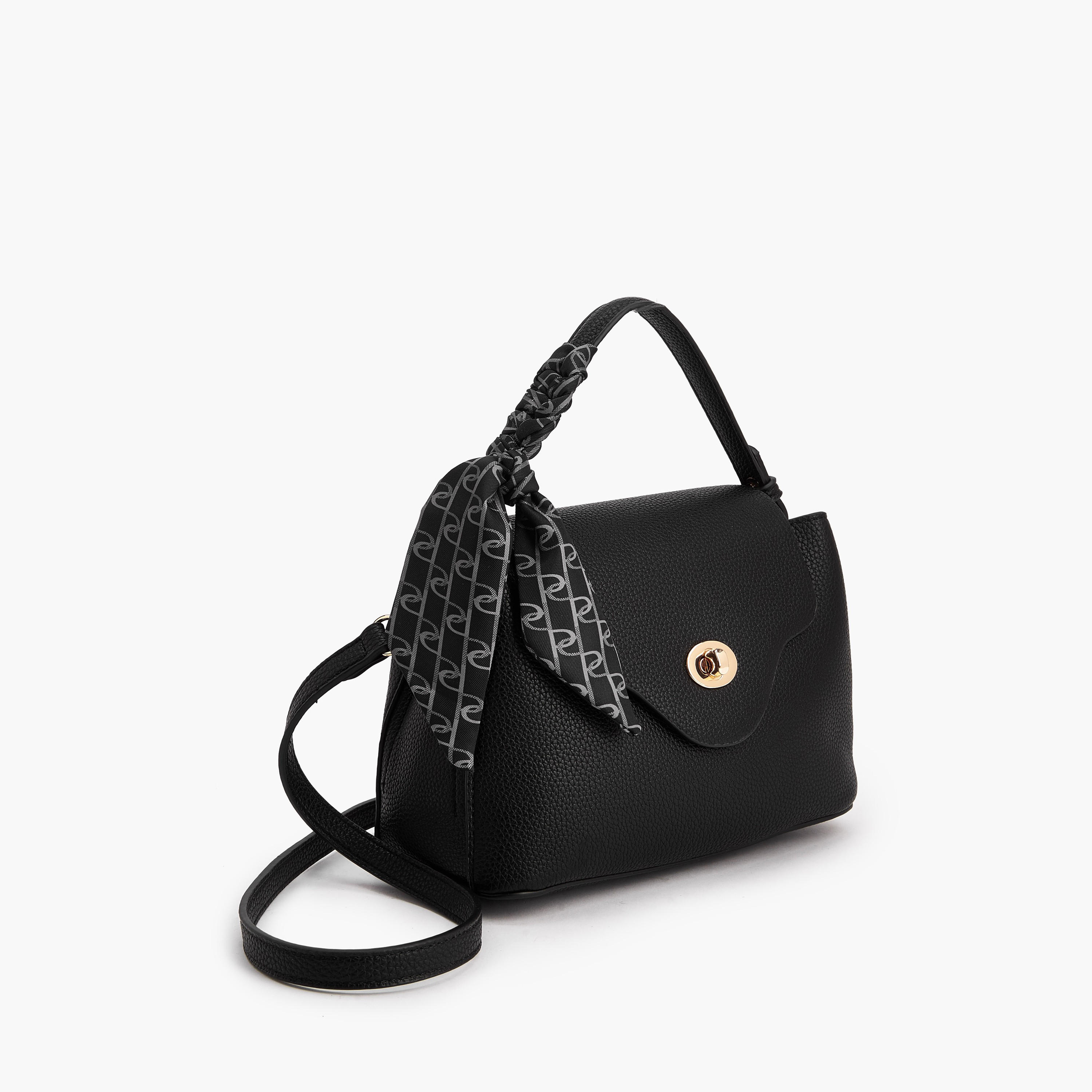 Paprika Textured Satchel Bag with Scarf-women-bagsandwallets-handbags-image-3