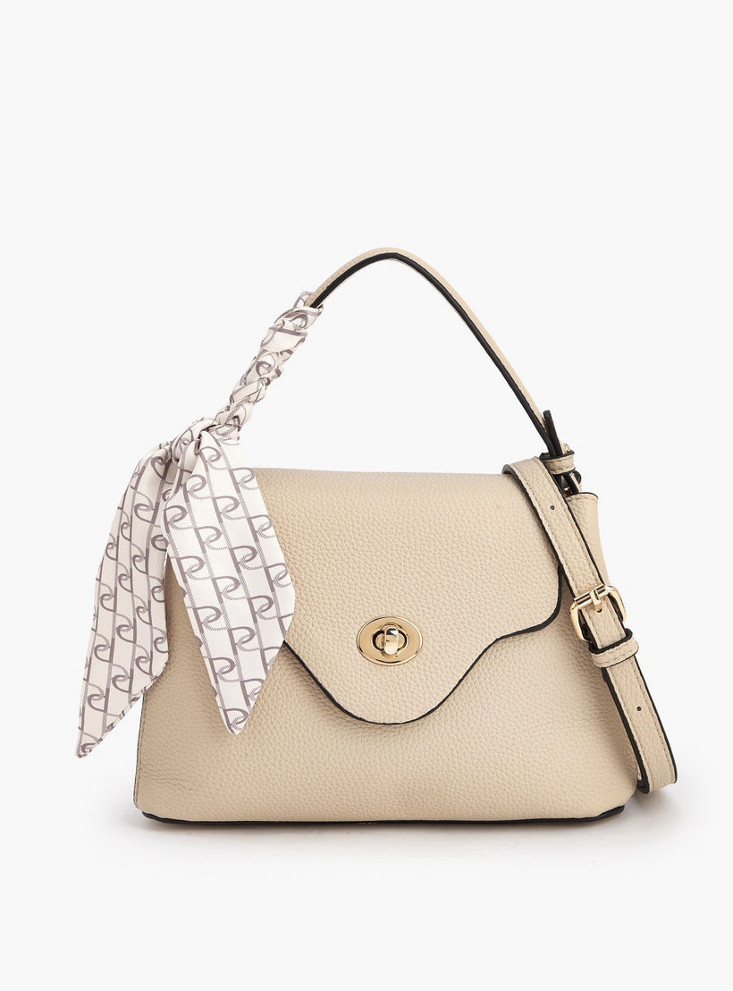 Paprika Textured Satchel Bag with Scarf-women-bagsandwallets-handbags-image-2