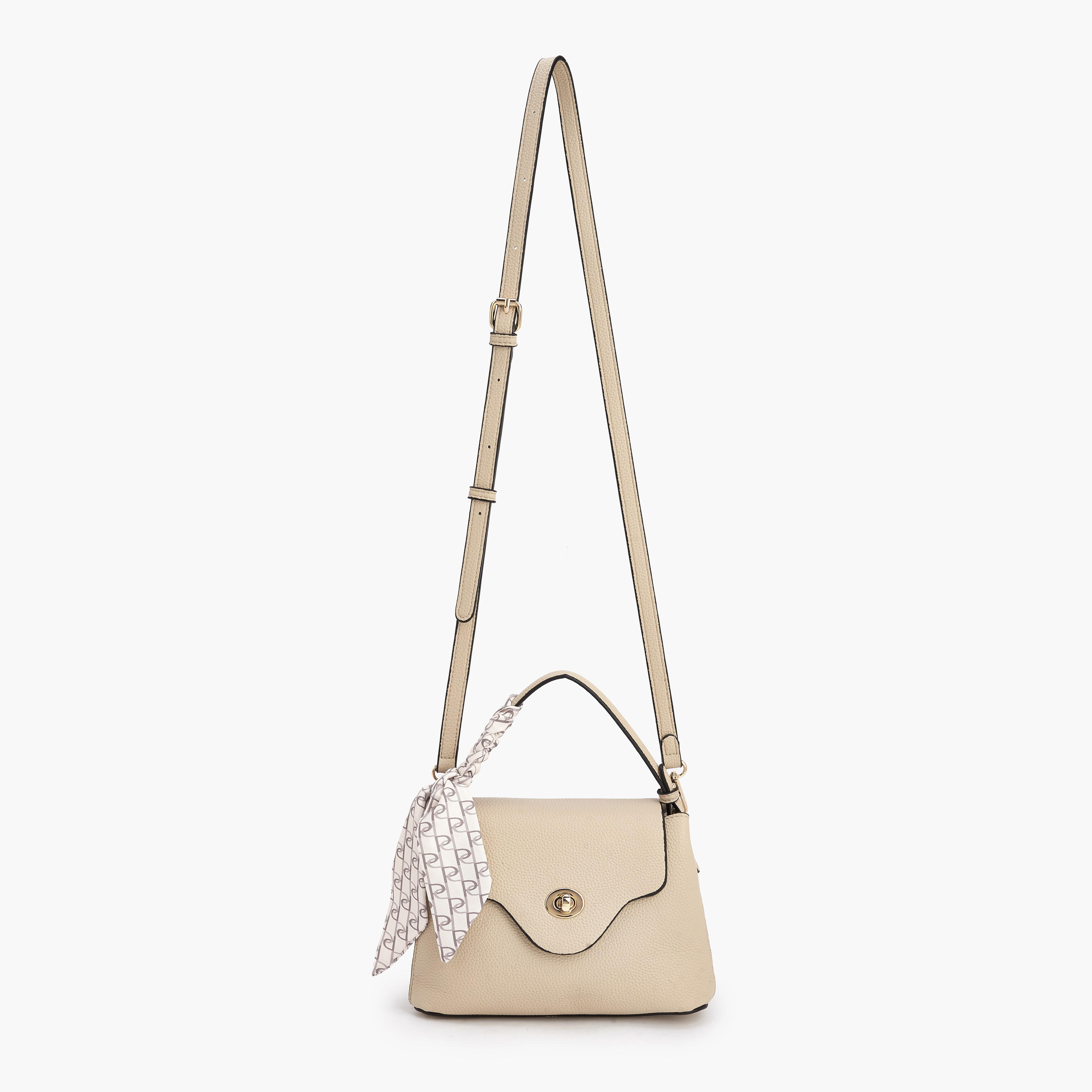 Paprika Textured Satchel Bag with Scarf-women-bagsandwallets-handbags-image-3