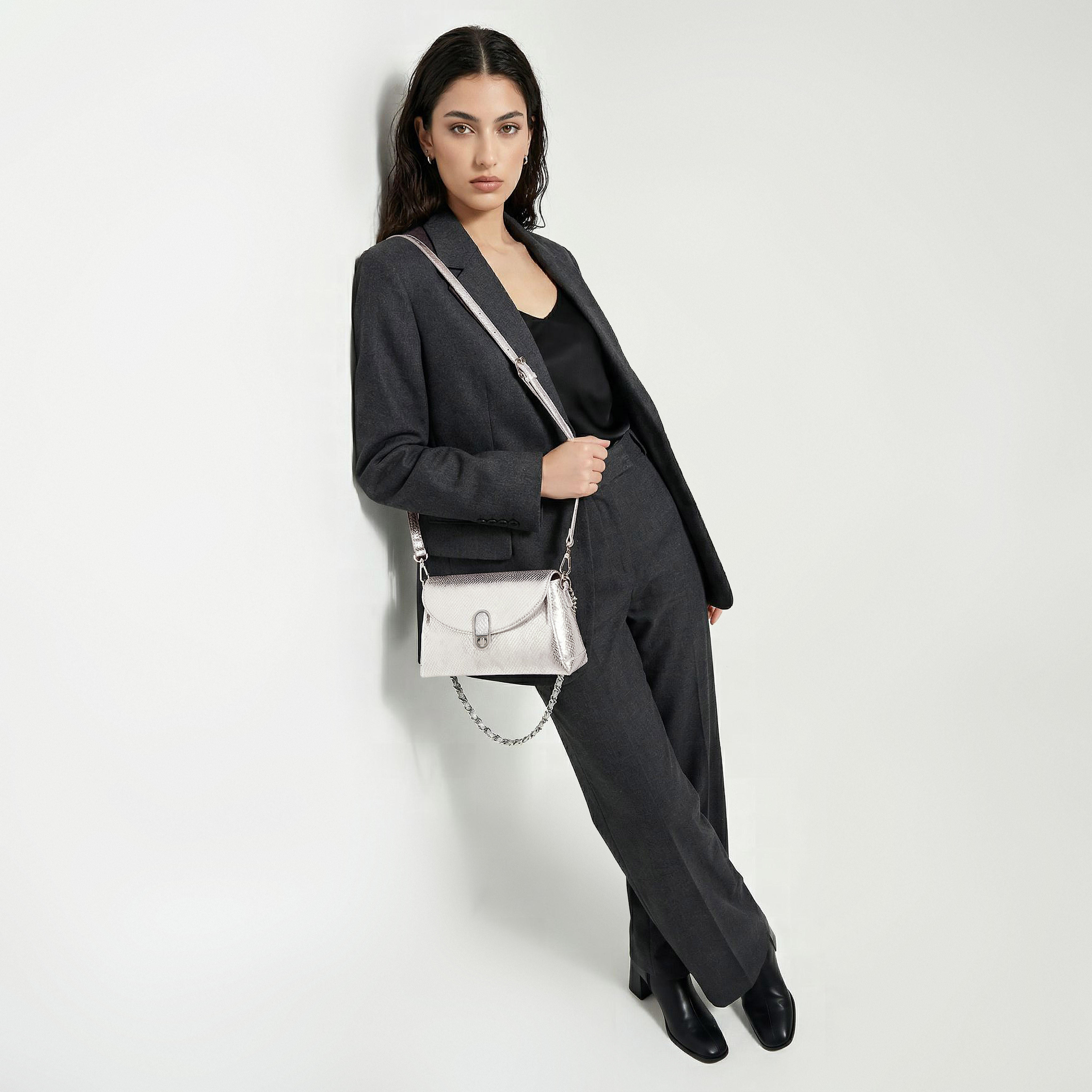 Paprika Metallic Textured Crossbody Bag with Twist Lock Closure-women-bagsandwallets-handbags-image-2