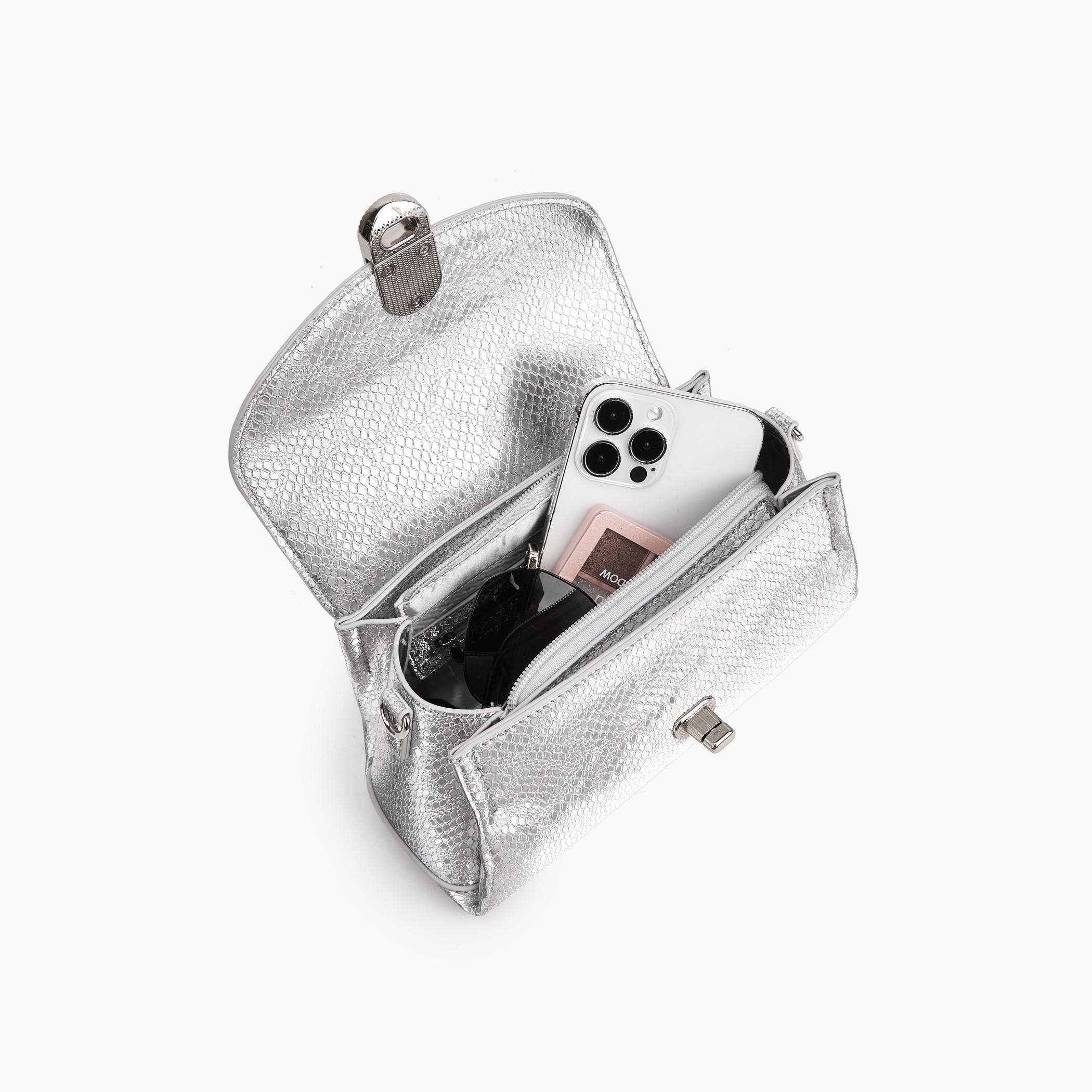 Paprika Metallic Textured Crossbody Bag with Twist Lock Closure-women-bagsandwallets-handbags-image-5