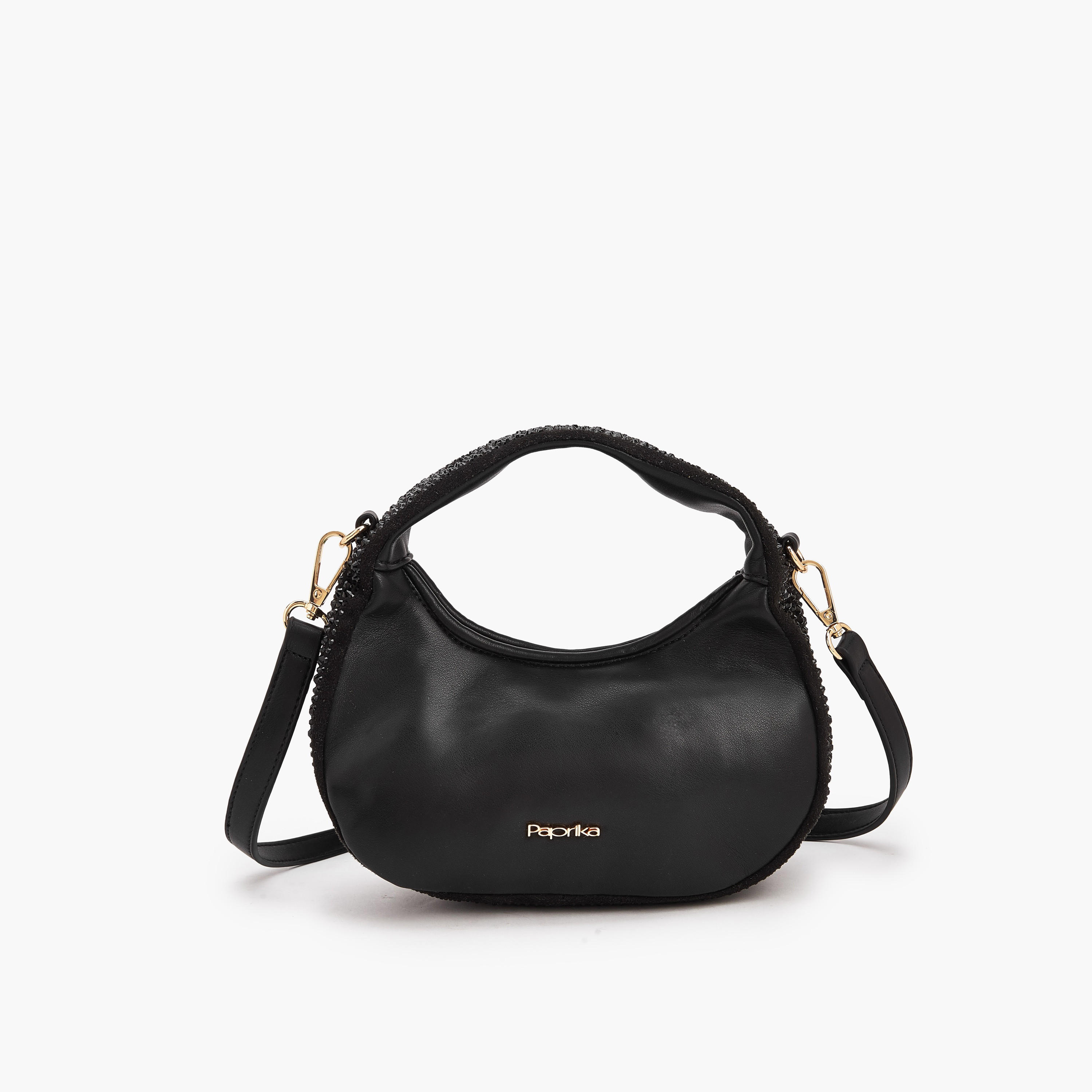 Paprika Diamante Embellished Shoulder Bag with Zip Closure-women-bagsandwallets-handbags-image-5
