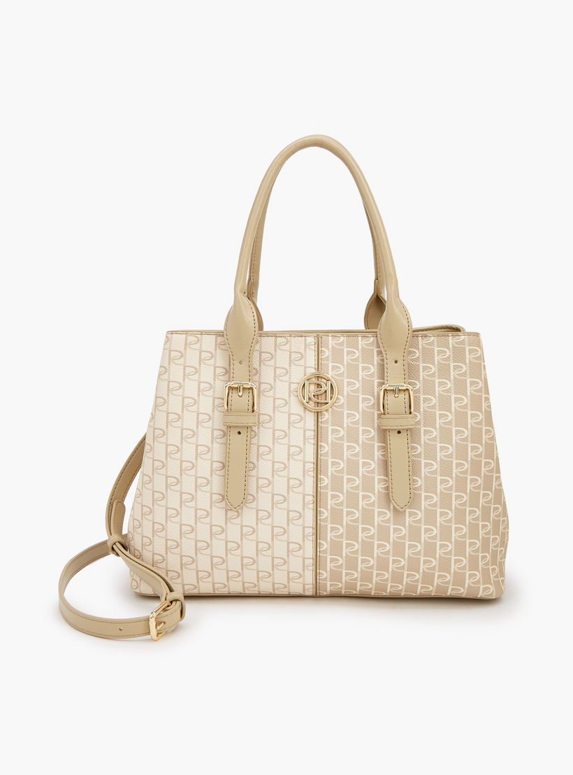 Paprika Monogram Print Tote Bag with Double Handles-women-bagsandwallets-handbags-image-2