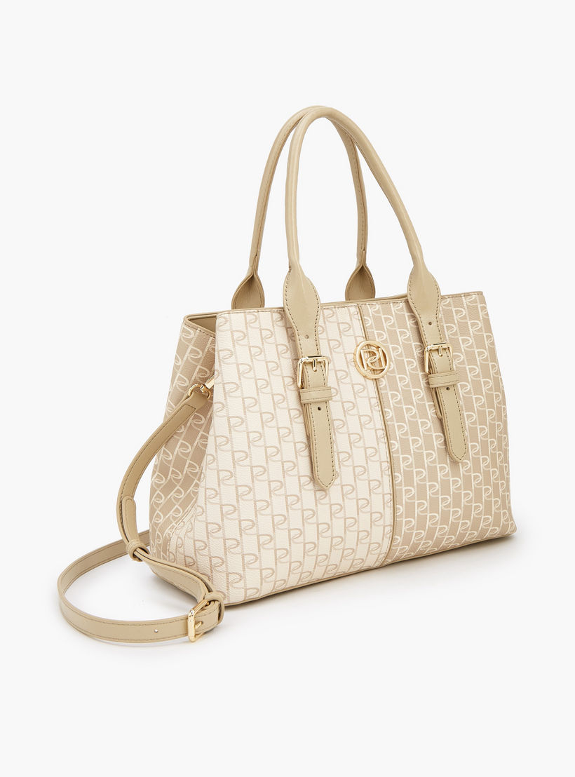Paprika Monogram Print Tote Bag with Double Handles-women-bagsandwallets-handbags-image-4