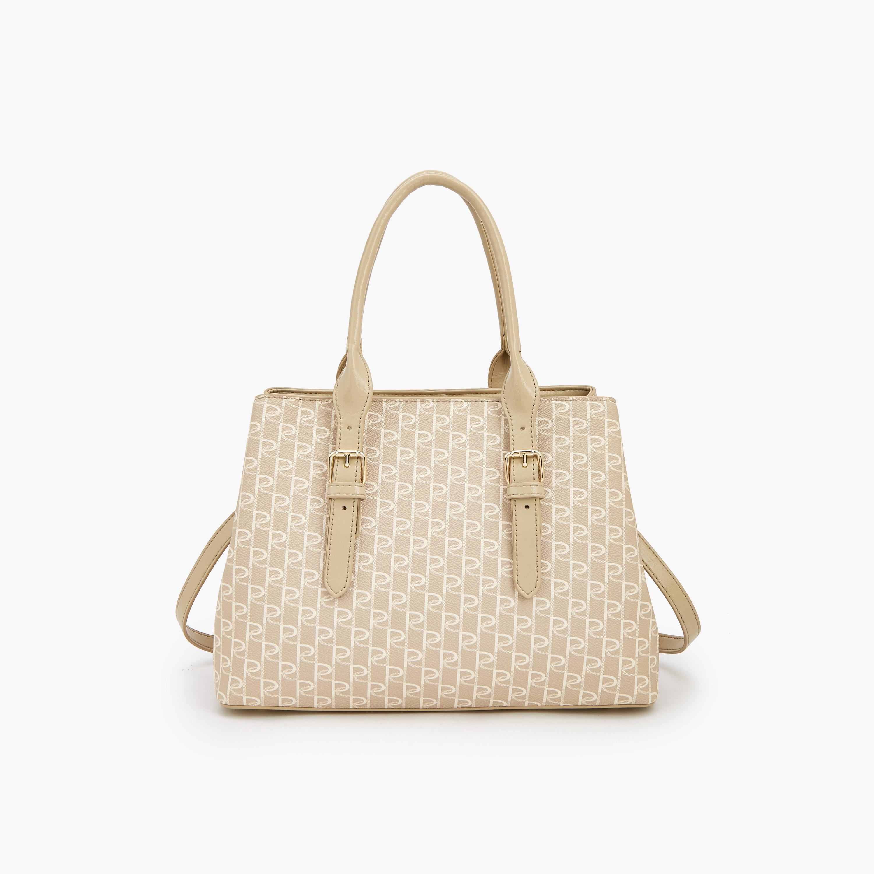 Paprika Monogram Print Tote Bag with Double Handles-women-bagsandwallets-handbags-image-6