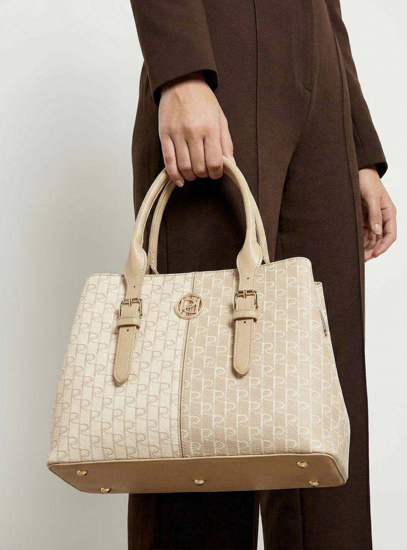 Paprika Monogram Print Tote Bag with Double Handles-women-bagsandwallets-handbags-image-8