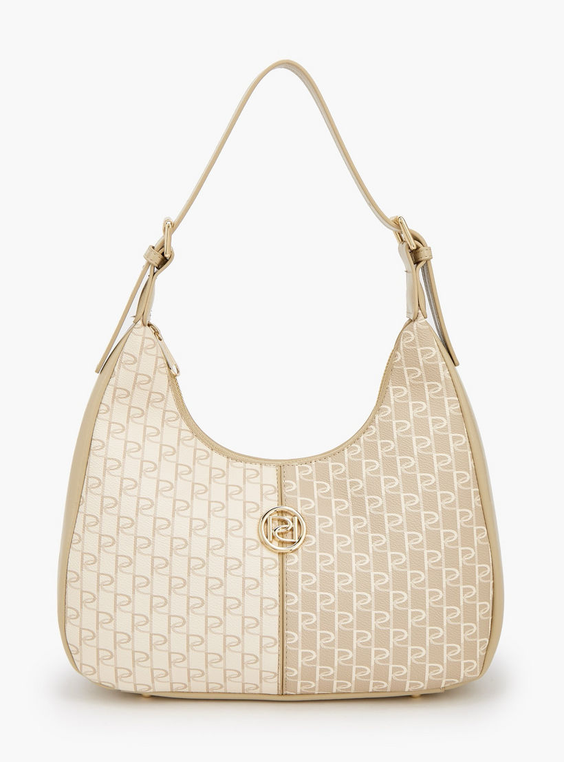Paprika Monogram Print Shoulder Bag with Zip Closure-women-bagsandwallets-handbags-image-2