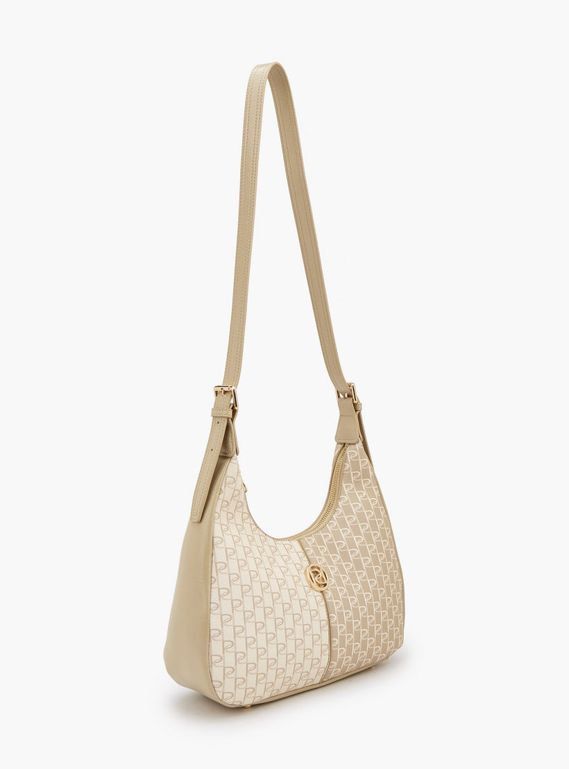Paprika Monogram Print Shoulder Bag with Zip Closure-women-bagsandwallets-handbags-image-3