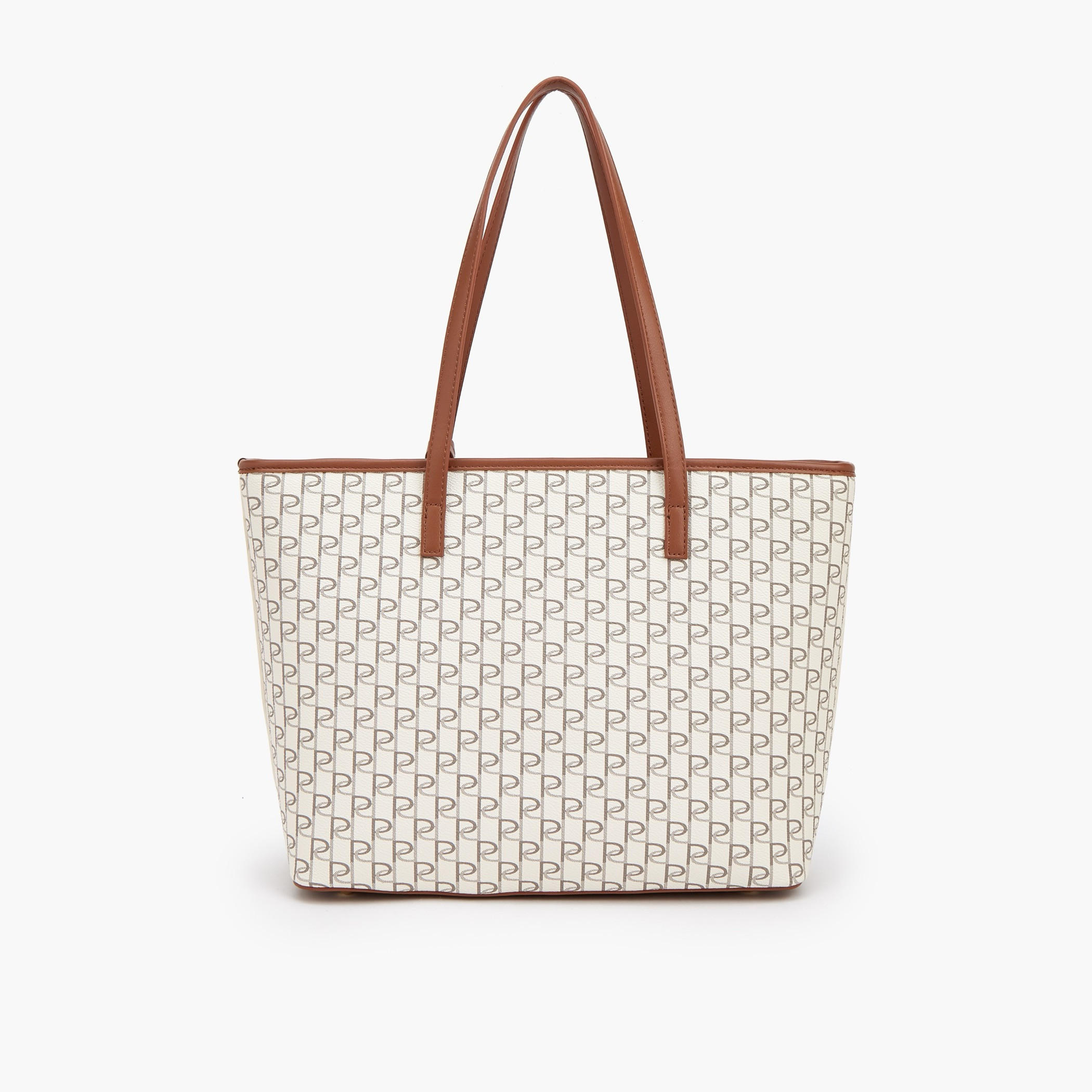 Paprika Monogram Print Tote Bag with Double Handles-women-bagsandwallets-handbags-image-4