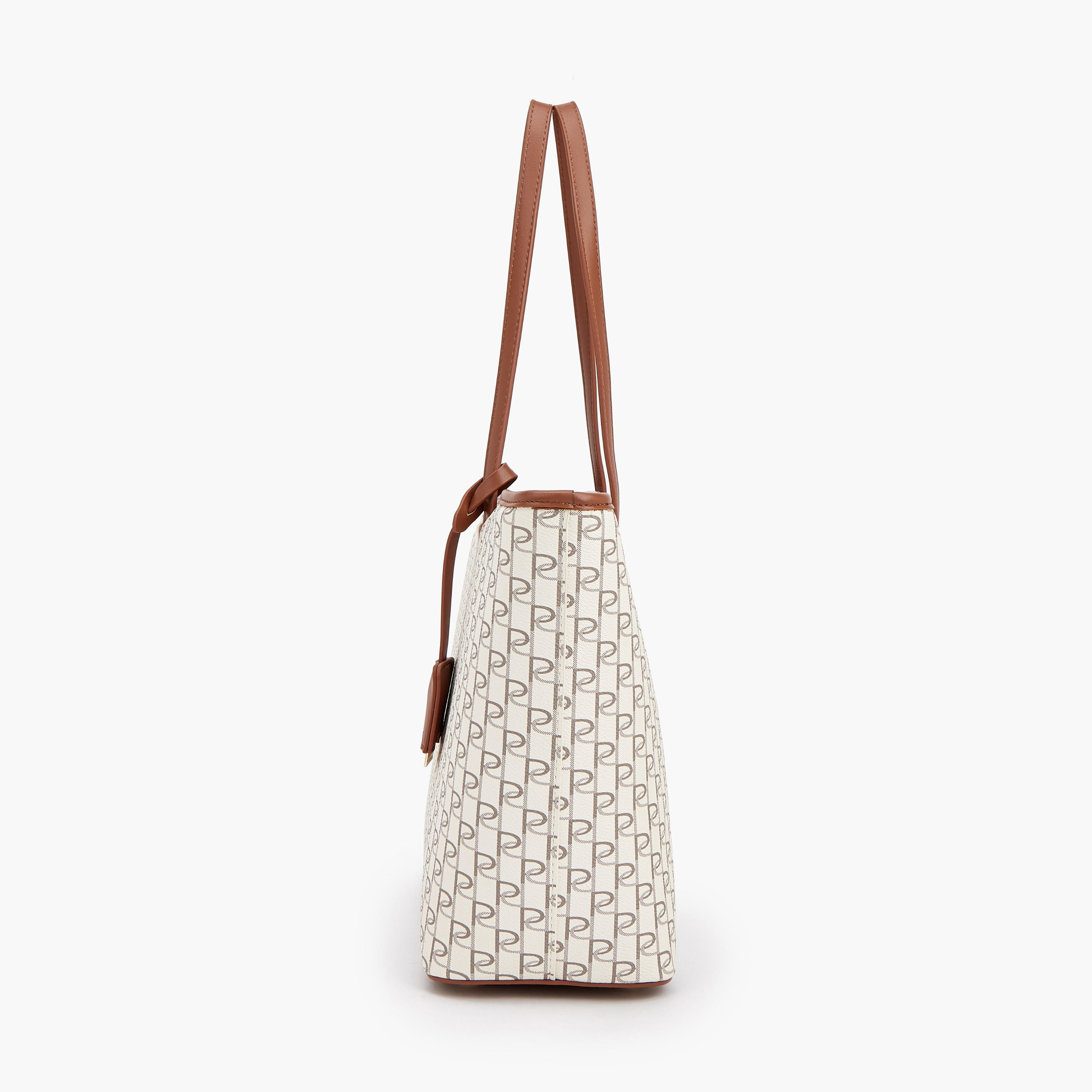 Paprika Monogram Print Tote Bag with Double Handles-women-bagsandwallets-handbags-image-5