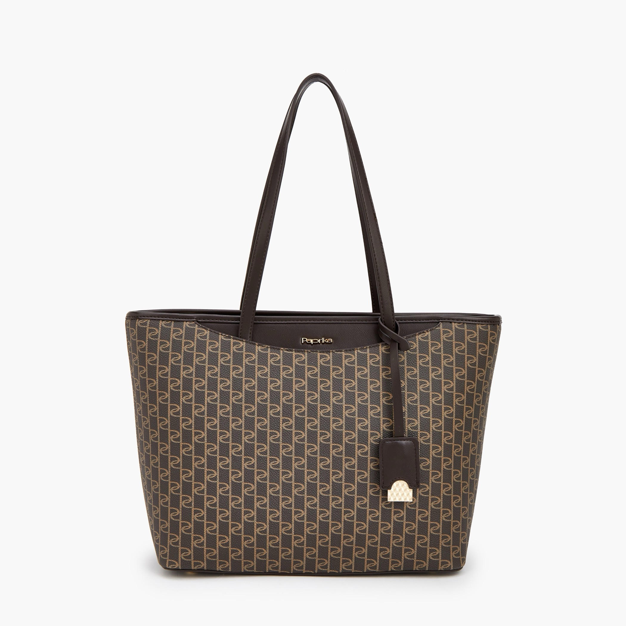 شنطة توت بطبعات مونوجرام ومقابض مزدوجة من بابريكا-women-bagsandwallets-handbags-image-1