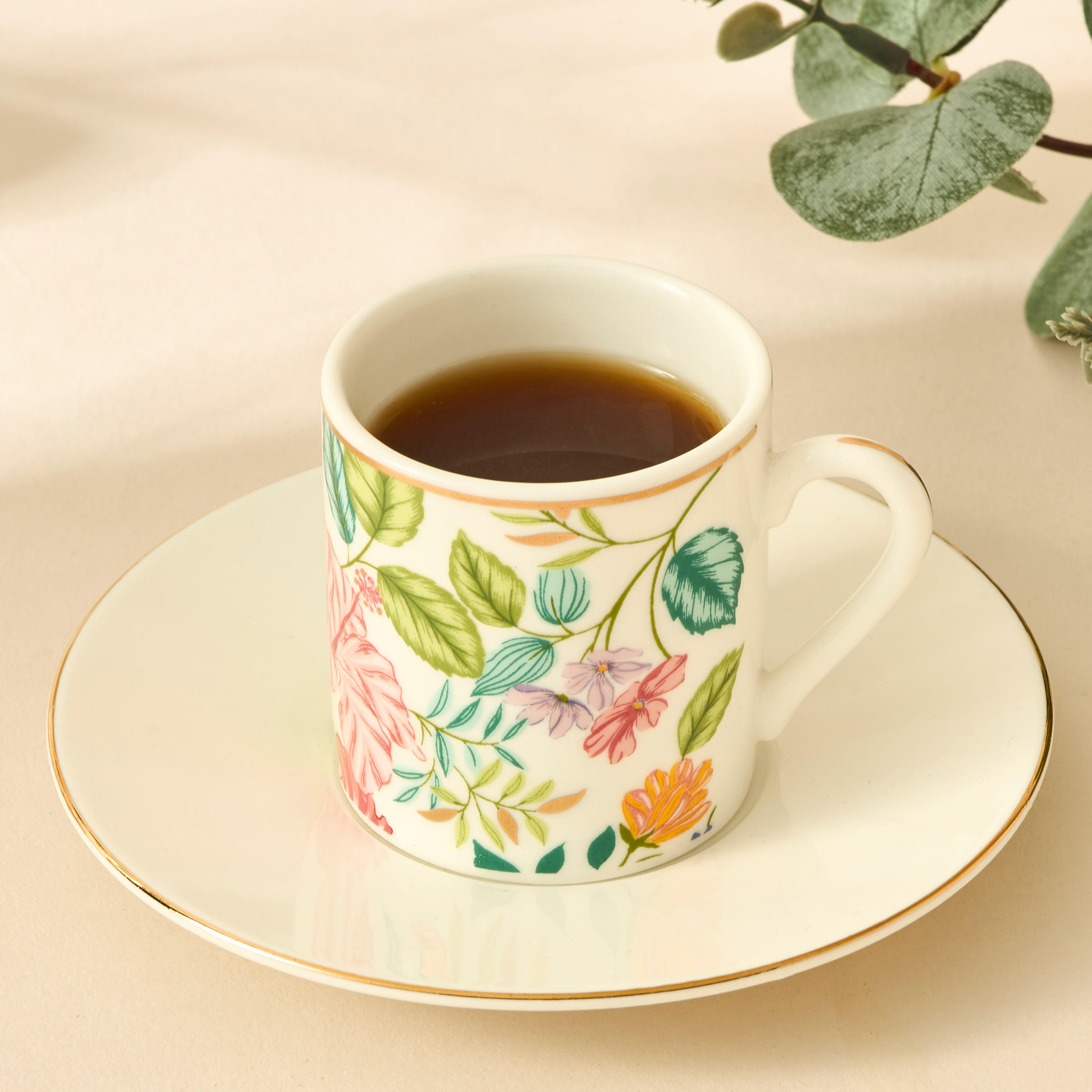 Summer Hot Flower Printed Espresso Cup and Saucer Set-household-dining-teaandcoffee-teaandcoffeesets-image-2