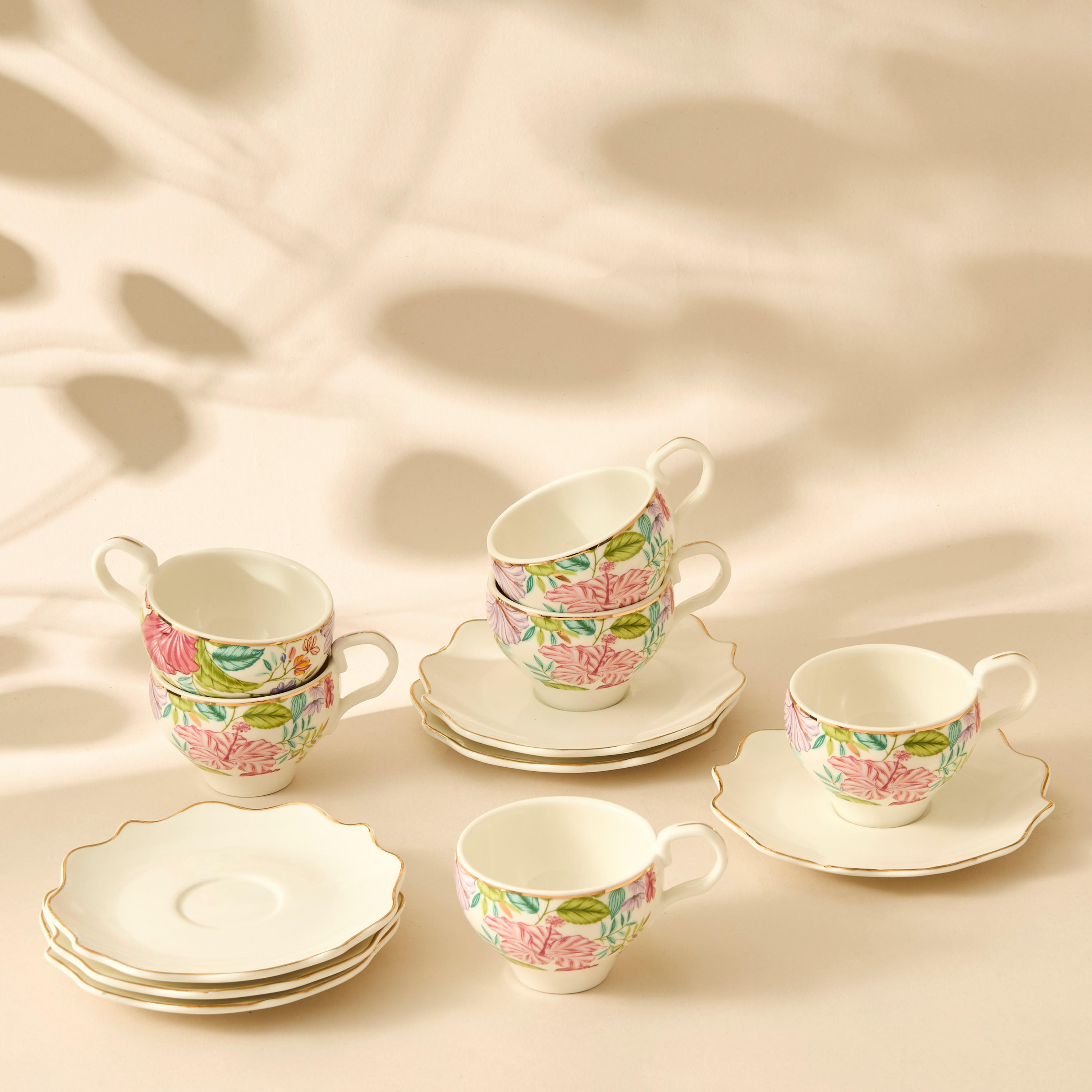 Summer Hot Flower Printed 12-Piece Espresso Cup and Saucer Set-household-dining-teaandcoffee-teaandcoffeesets-image-1