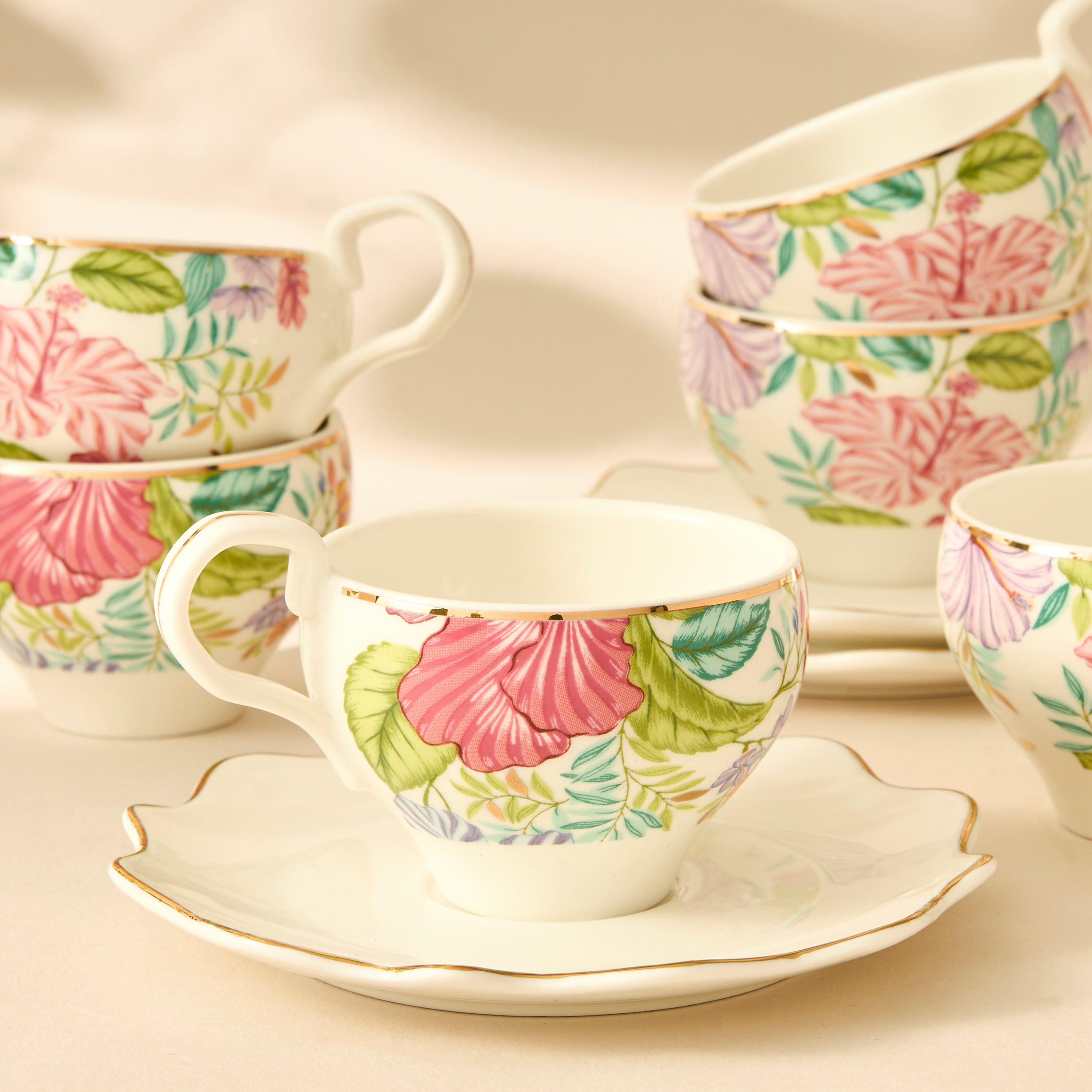Summer Hot Flower Printed 12-Piece Espresso Cup and Saucer Set-household-dining-teaandcoffee-teaandcoffeesets-image-3