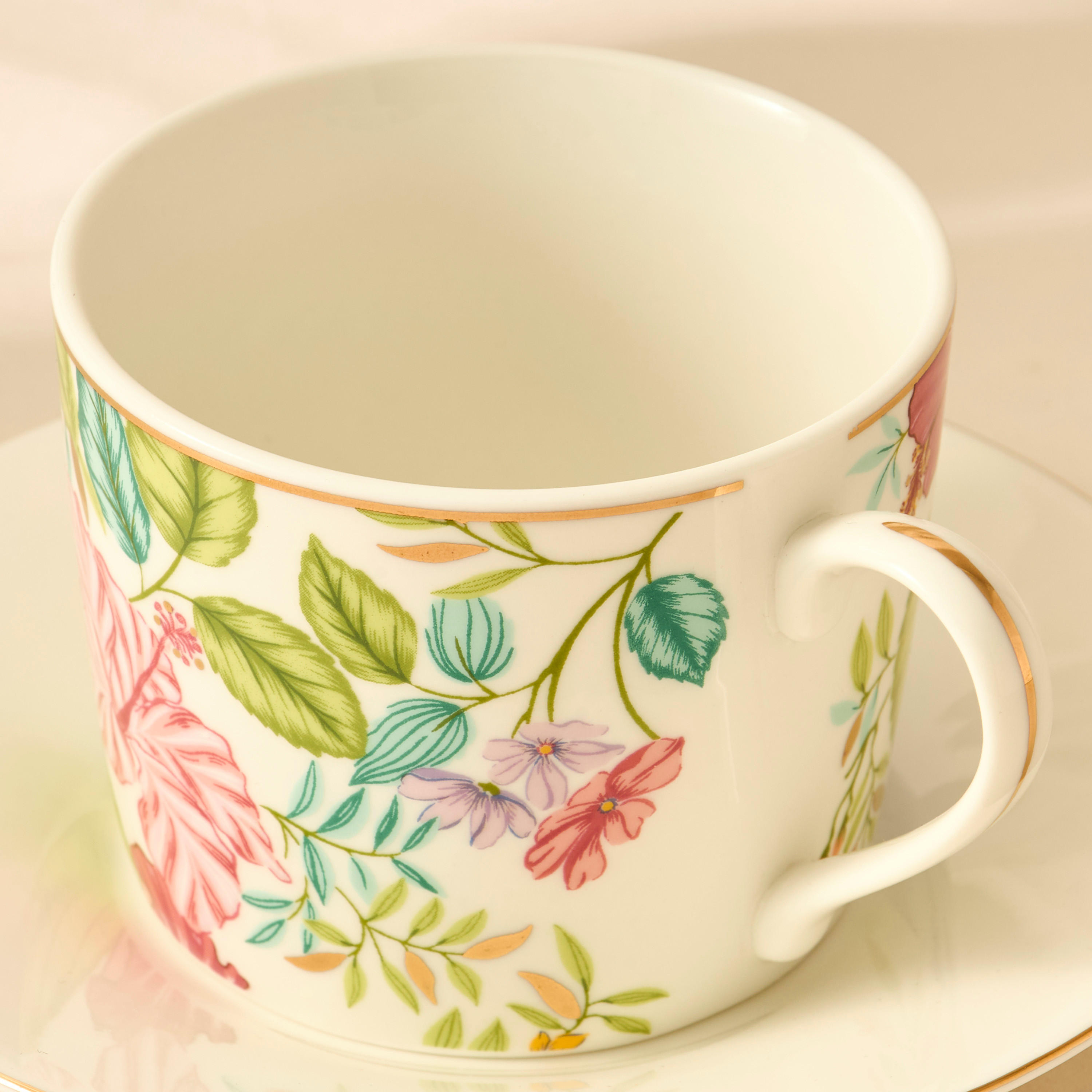 Summer Hot Flower Printed Ceramic Cup and Saucer Set-household-dining-teaandcoffee-teaandcoffeesets-image-3