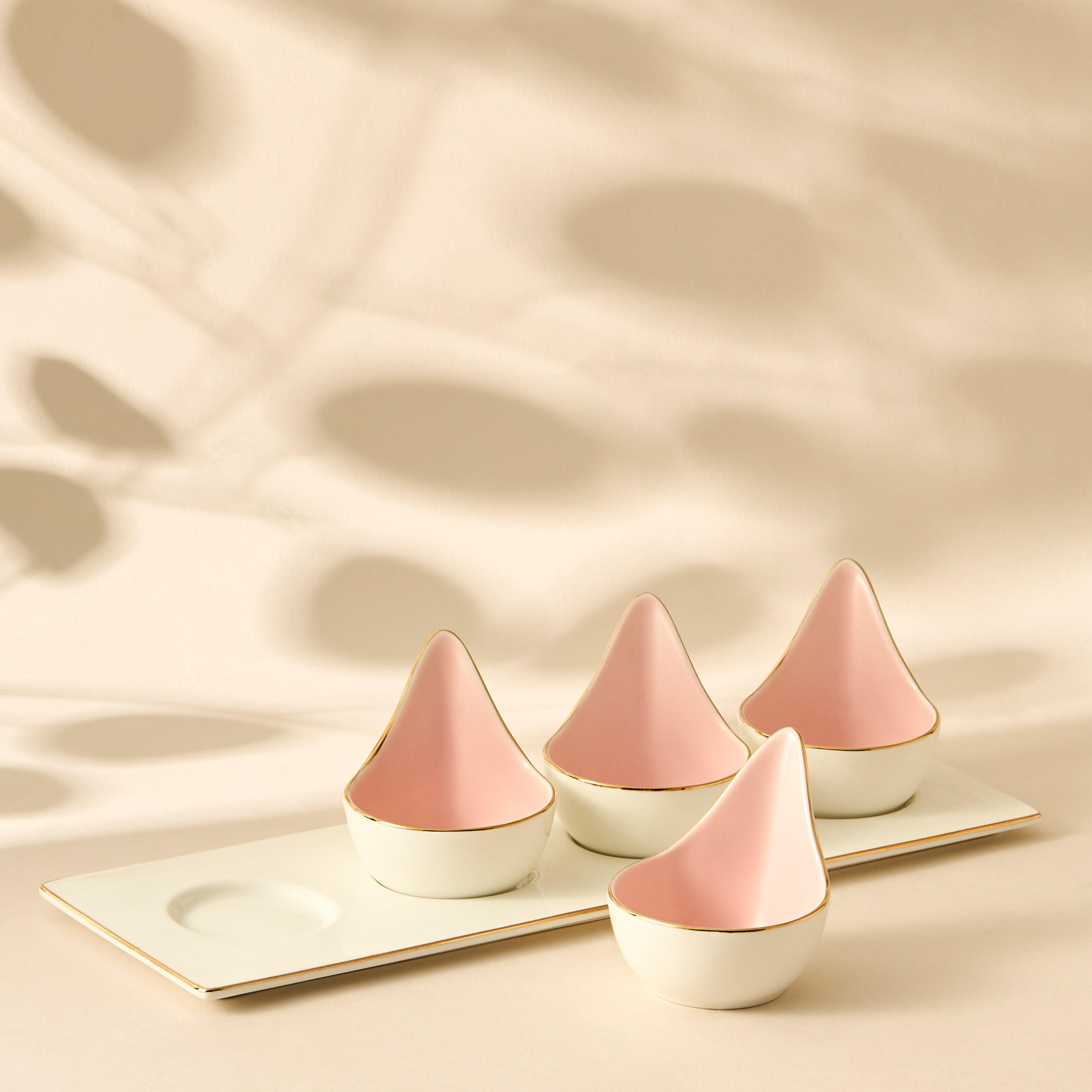 Solid Ceramic 4-Piece Appetiser Bowl Set with Tray-household-dining-serveware-servingtrays-image-4