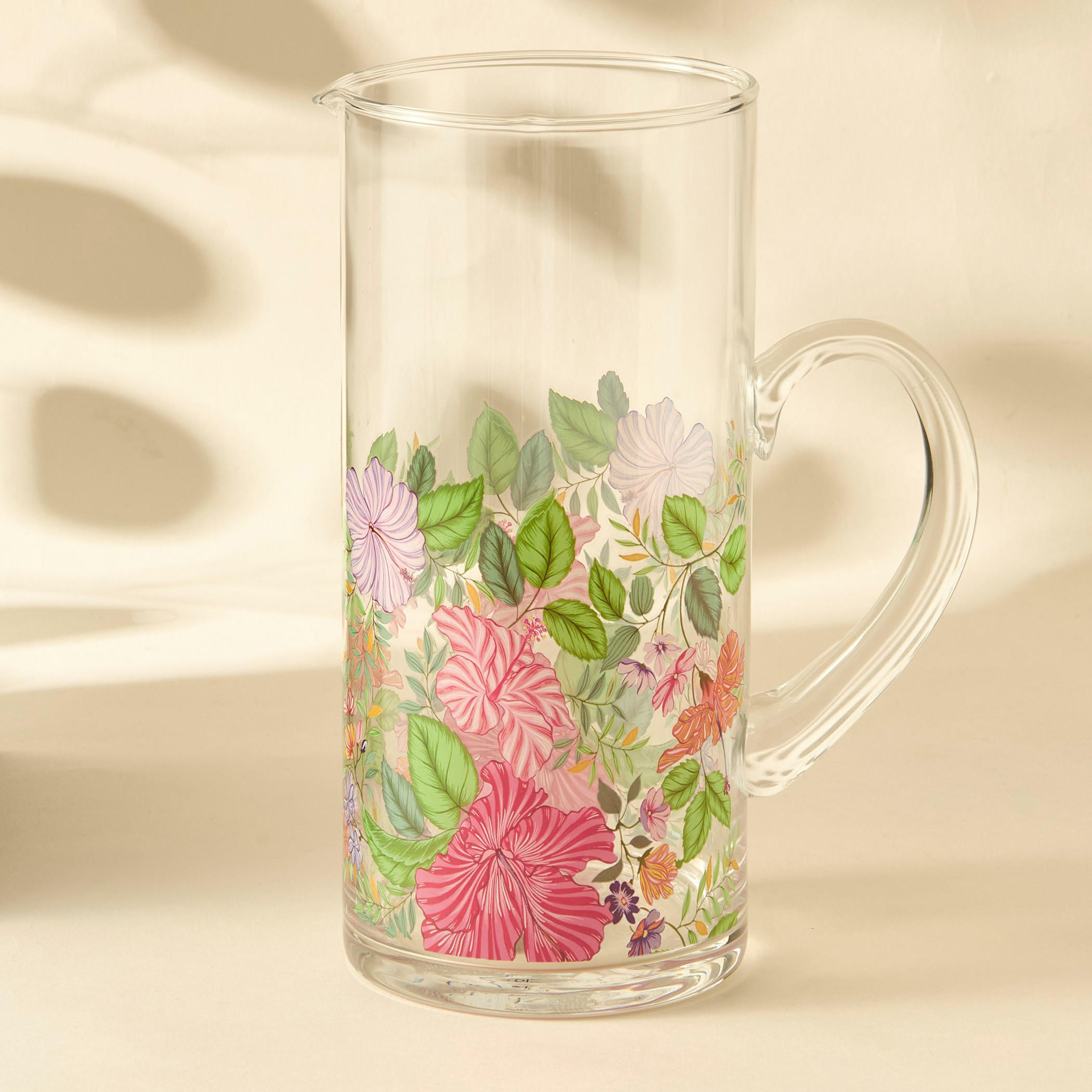 Summer Hot Flower Printed Glass Pitcher - 1.5 L-household-dining-teaandcoffee-vacuumflaskscoffeeandteapots-image-1