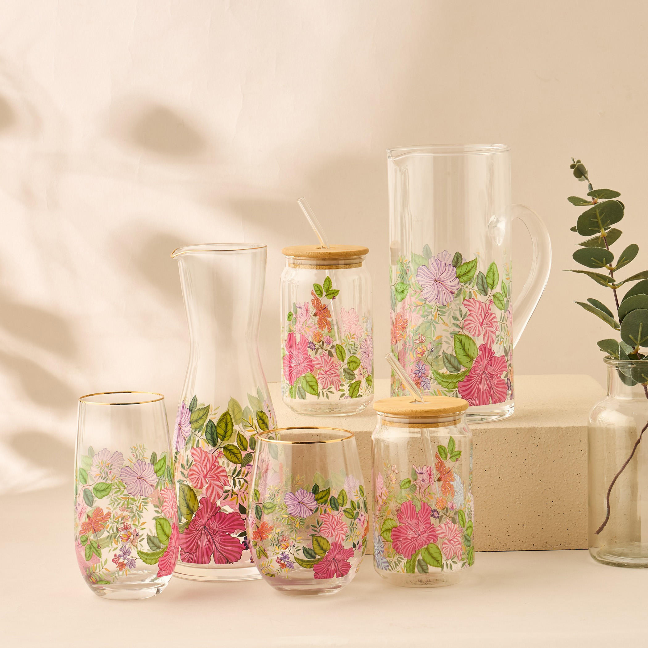 Summer Hot Flower Printed Glass Pitcher - 1.5 L-household-dining-teaandcoffee-vacuumflaskscoffeeandteapots-image-5