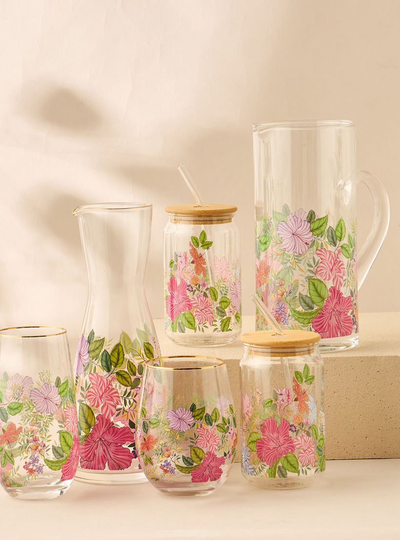 Summer Hot Flower Printed Glass Pitcher - 1.5 L-household-dining-teaandcoffee-vacuumflaskscoffeeandteapots-image-5