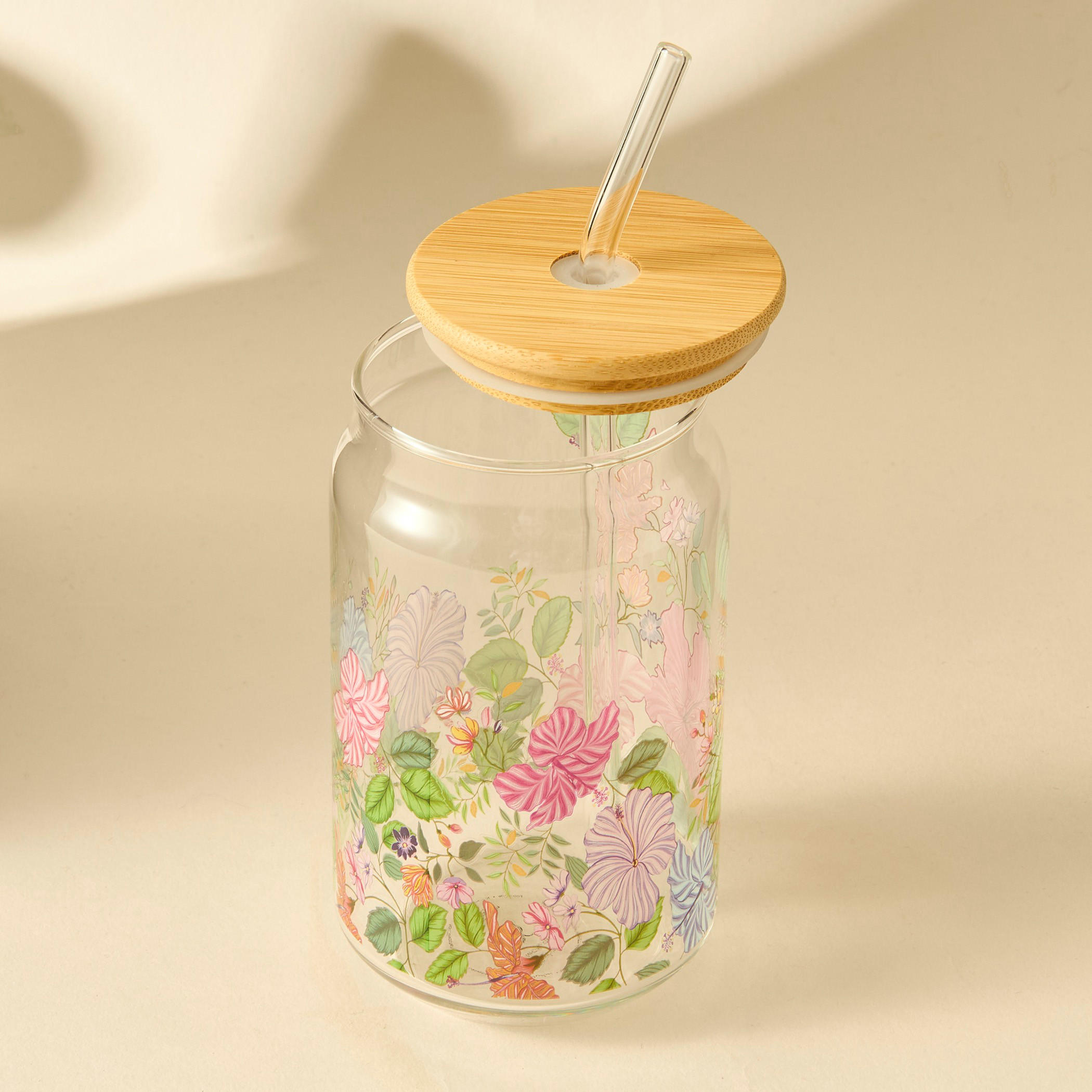 Summer Hot Flower Printed Glass Sipper - Set of 2-household-dining-teaandcoffee-travelmugsandsippers-image-4