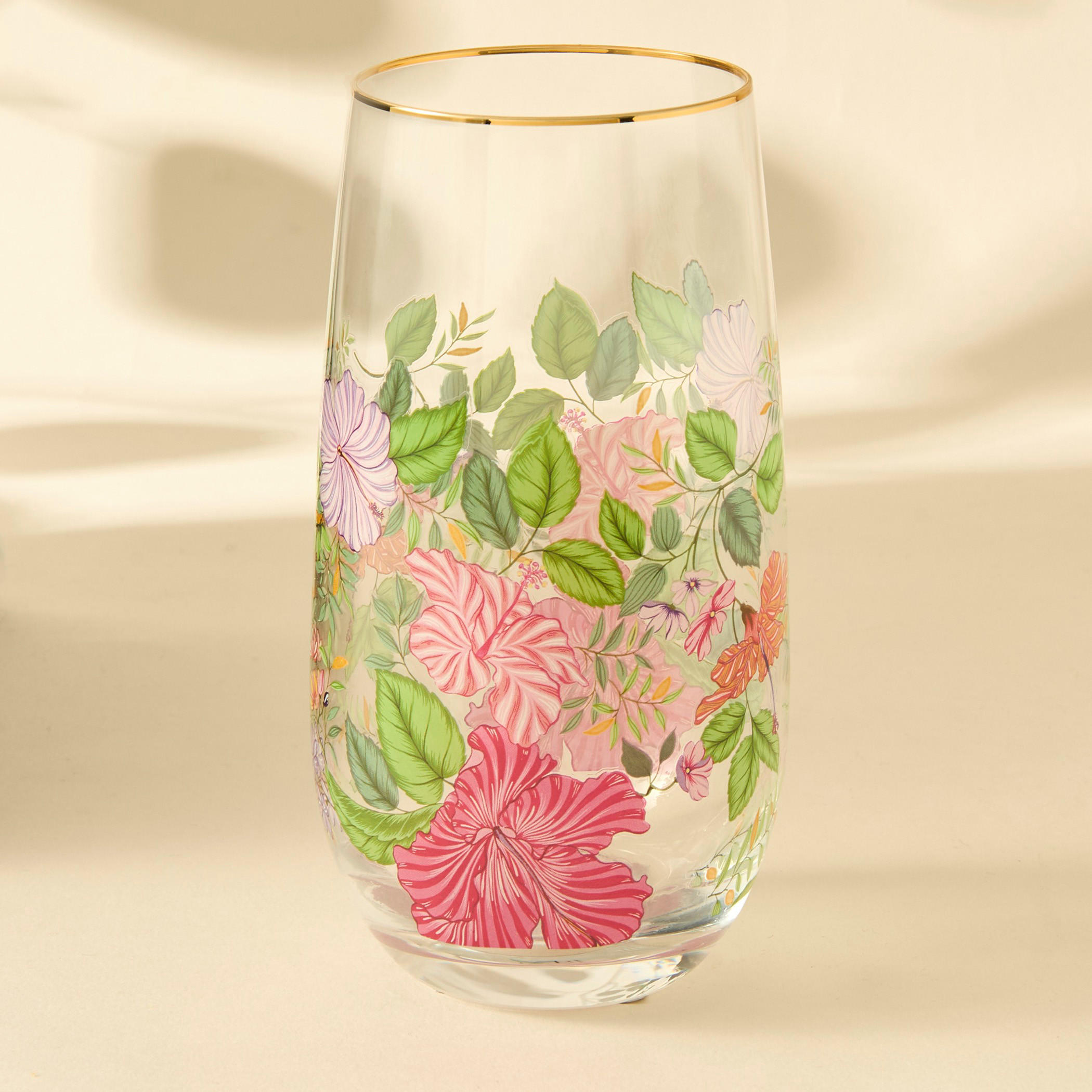 Summer Hot Flower Printed Highball Glass-household-dining-glassware-drinkingglasses-image-1