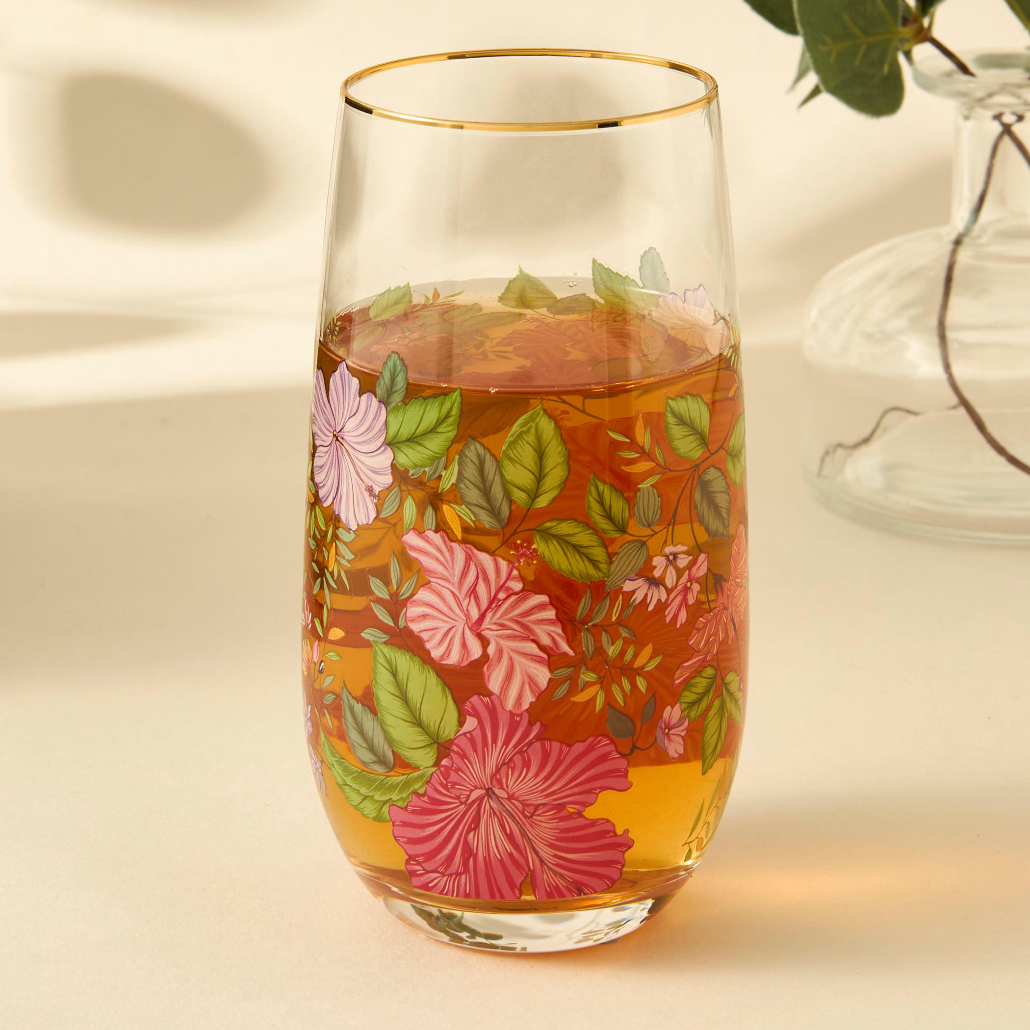 Summer Hot Flower Printed Highball Glass-household-dining-glassware-drinkingglasses-image-2