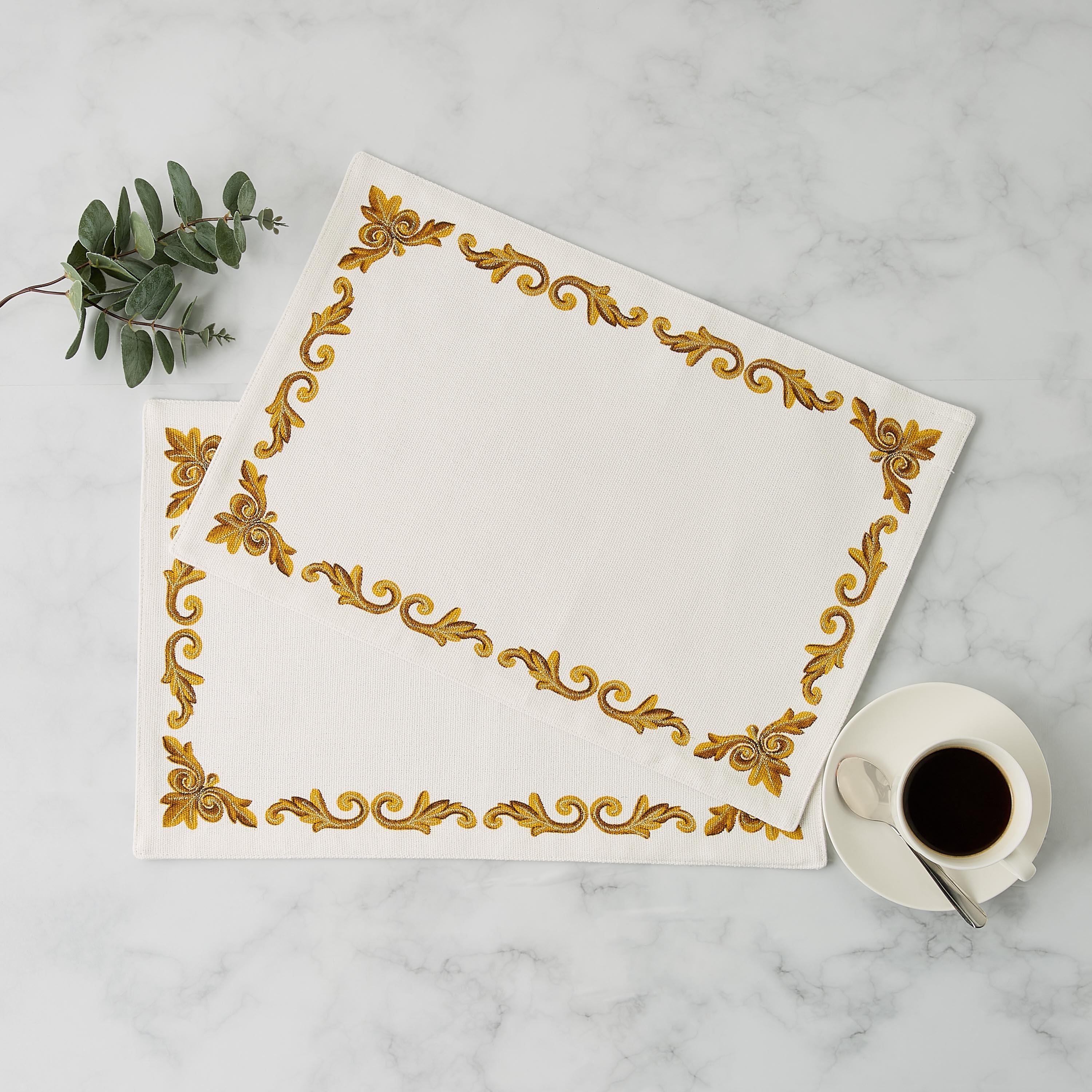 Gia Como 2-Piece Embroidered Placemat Set - 30x45 cms-household-dining-tablelinen-placemats-image-1