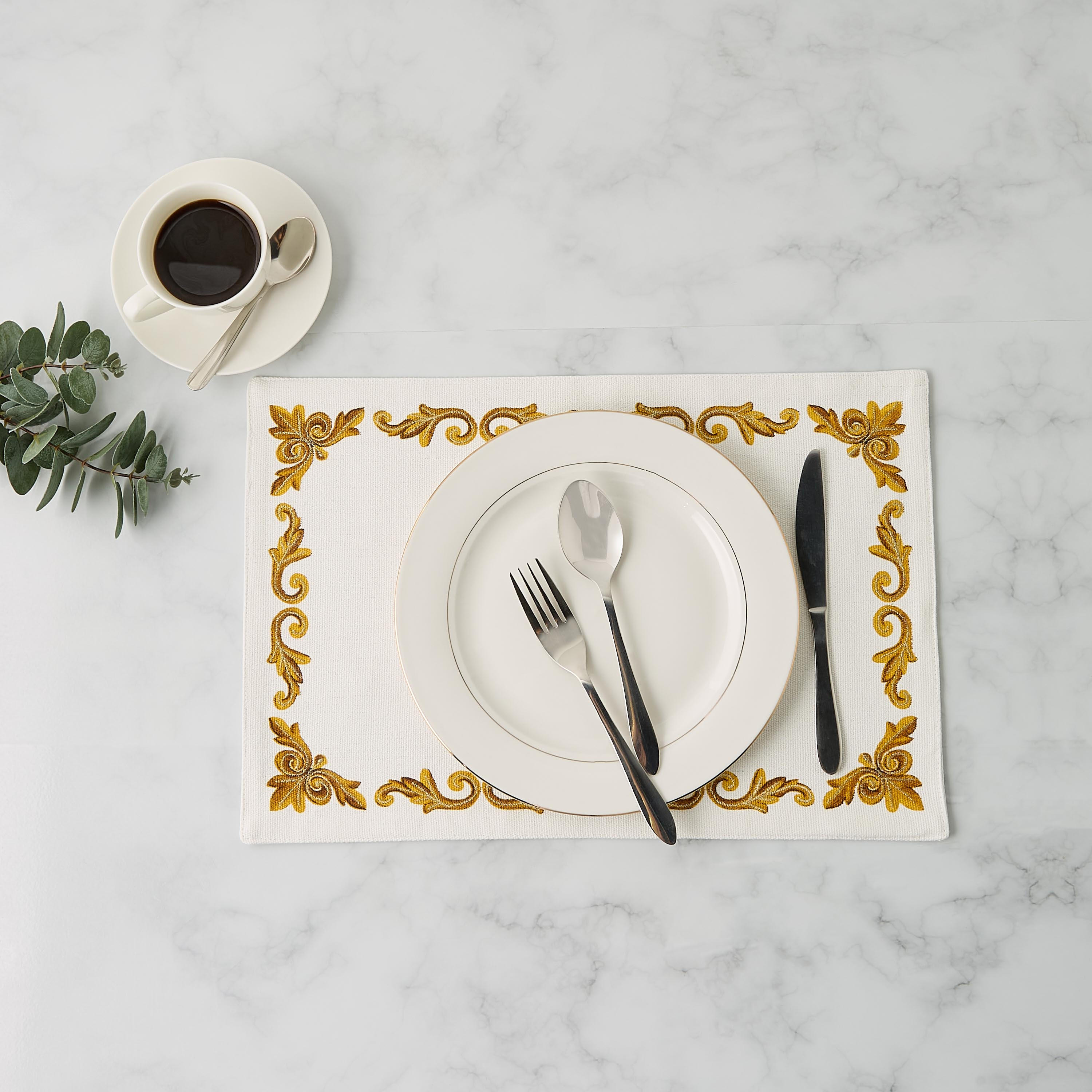 Gia Como 2-Piece Embroidered Placemat Set - 30x45 cms-household-dining-tablelinen-placemats-image-2