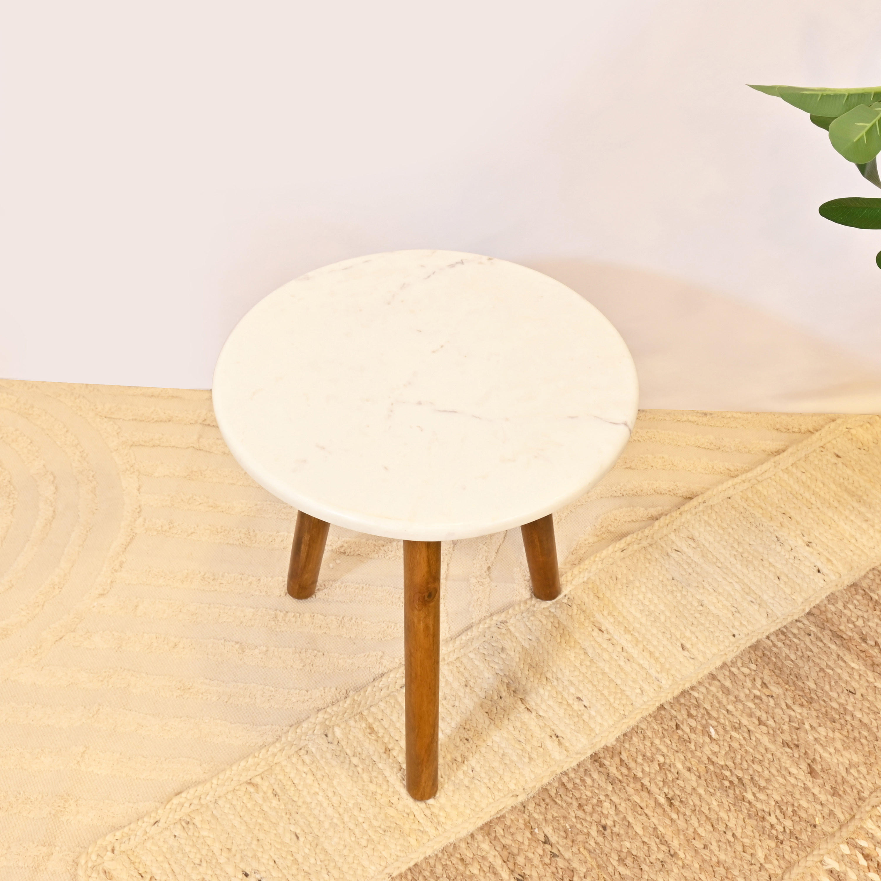 Crafted by Lifestyle Round Marble Accent Table-furniture-livingroom-sideandendtables-image-2