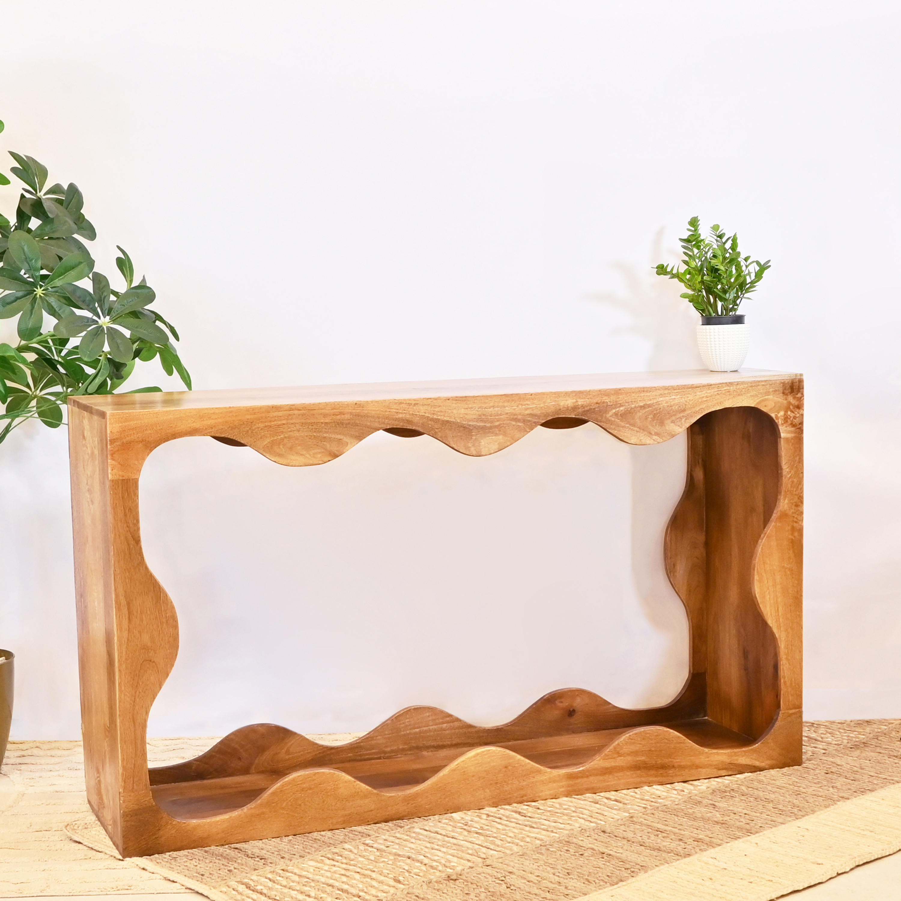 Crafted by Lifestyle Wooden Wavy Design Console Table-furniture-livingroom-coffeetables-image-1