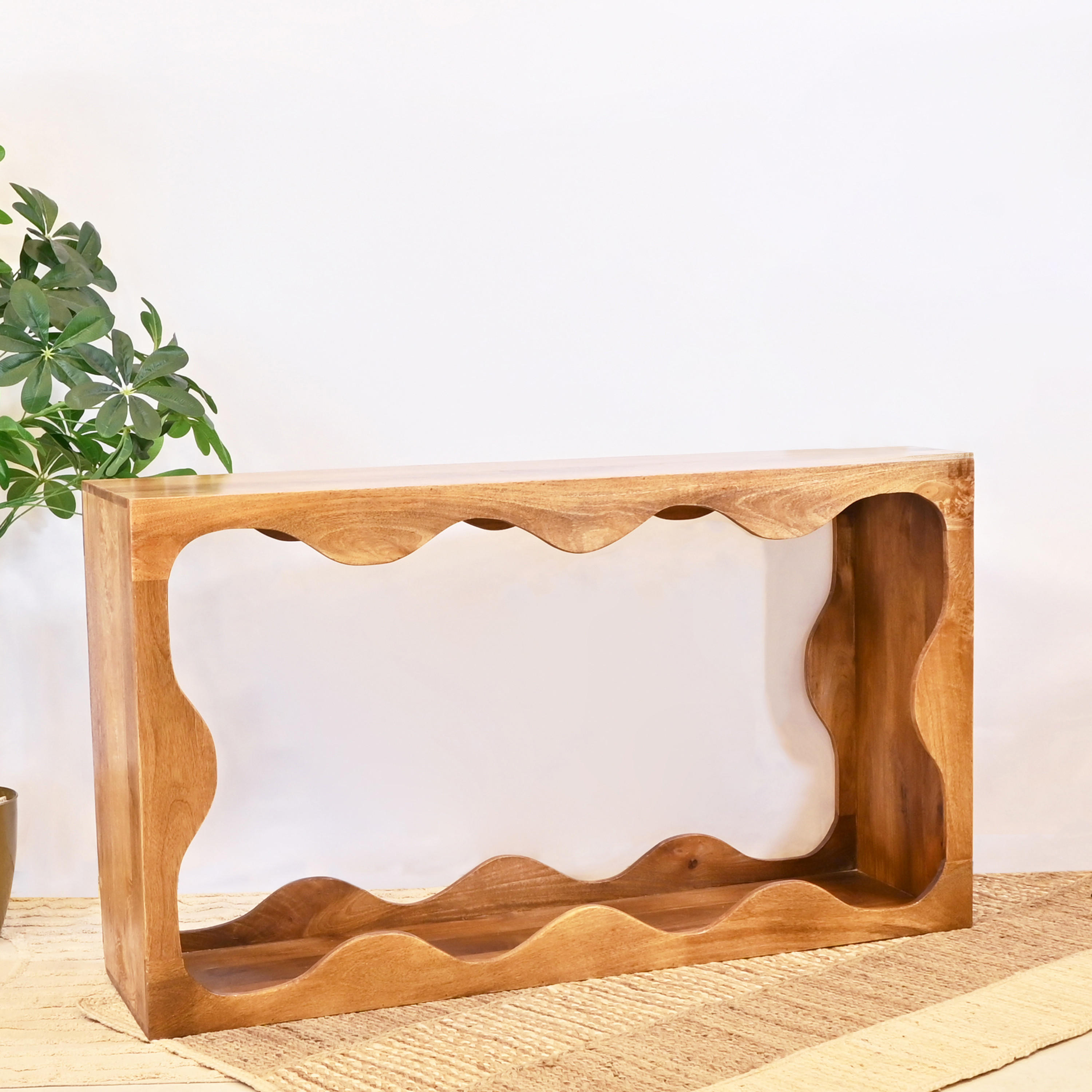 Crafted by Lifestyle Wooden Wavy Design Console Table-furniture-livingroom-coffeetables-image-3