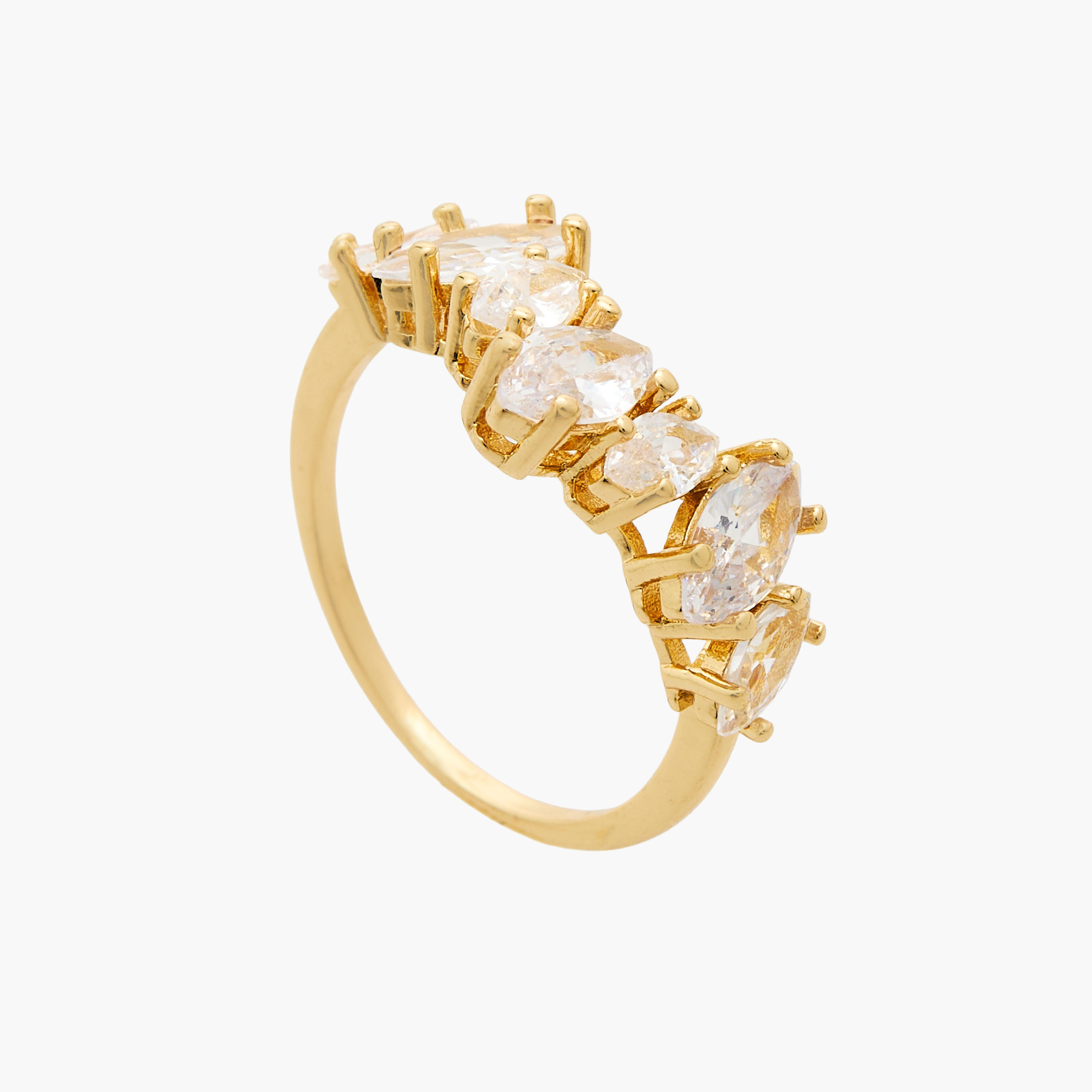 Metallic Ring with Cubic Zirconia Embellishments-women-watchesandjewellery-jewellery-rings-image-1