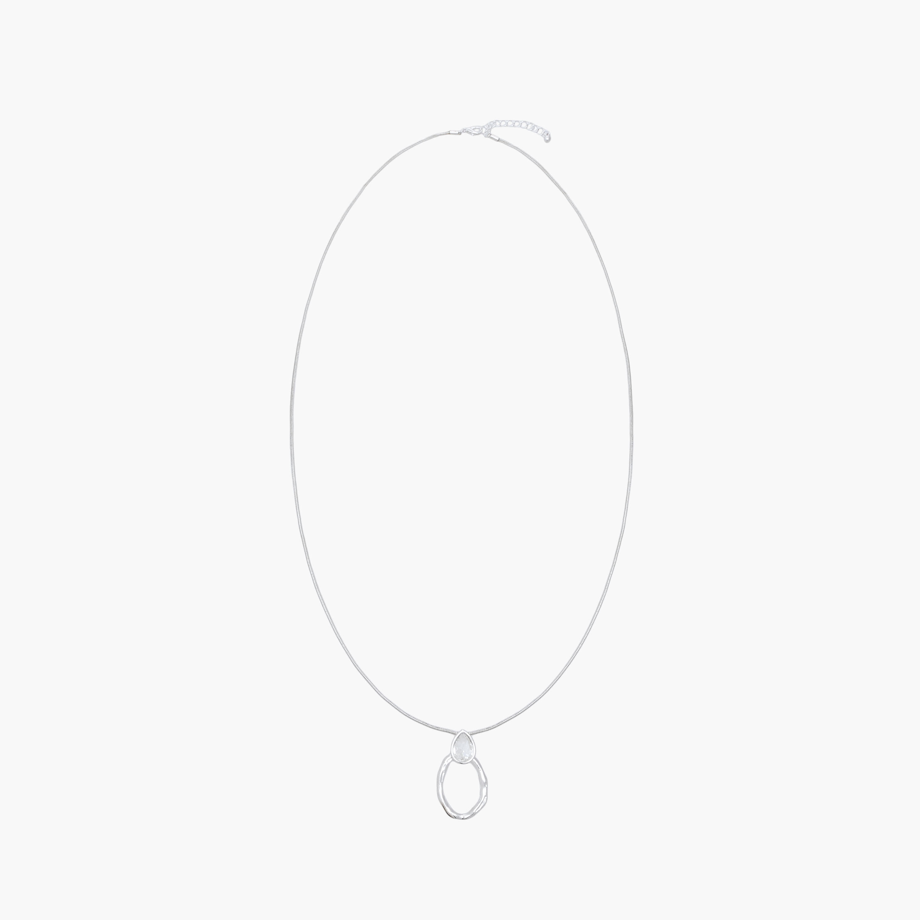 Silver Tone Cubic Zirconia Pendant Necklace with Embellished Design-women-watchesandjewellery-jewellery-necklacesandpendants-image-1