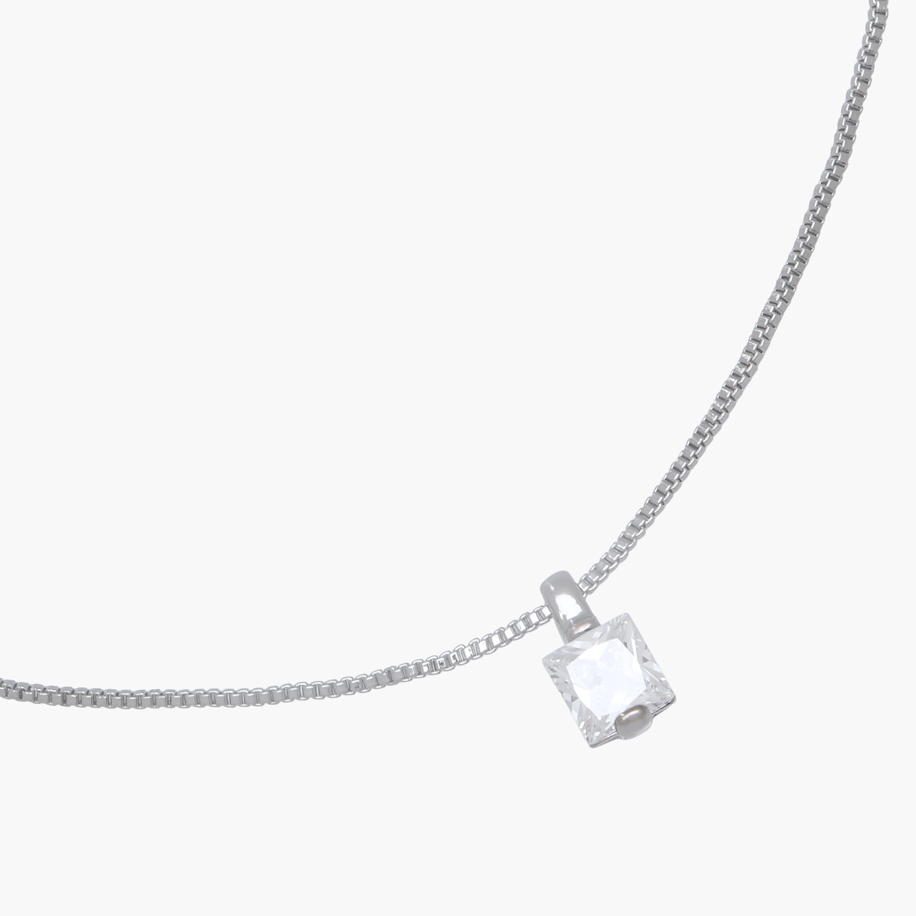 Silver Tone Cubic Zirconia Pendant Necklace with Embellished Design-women-watchesandjewellery-jewellery-necklacesandpendants-image-2