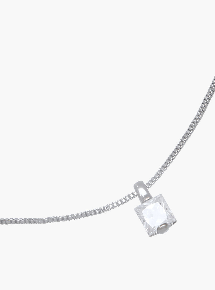 Silver Tone Cubic Zirconia Pendant Necklace with Embellished Design-women-watchesandjewellery-jewellery-necklacesandpendants-image-2
