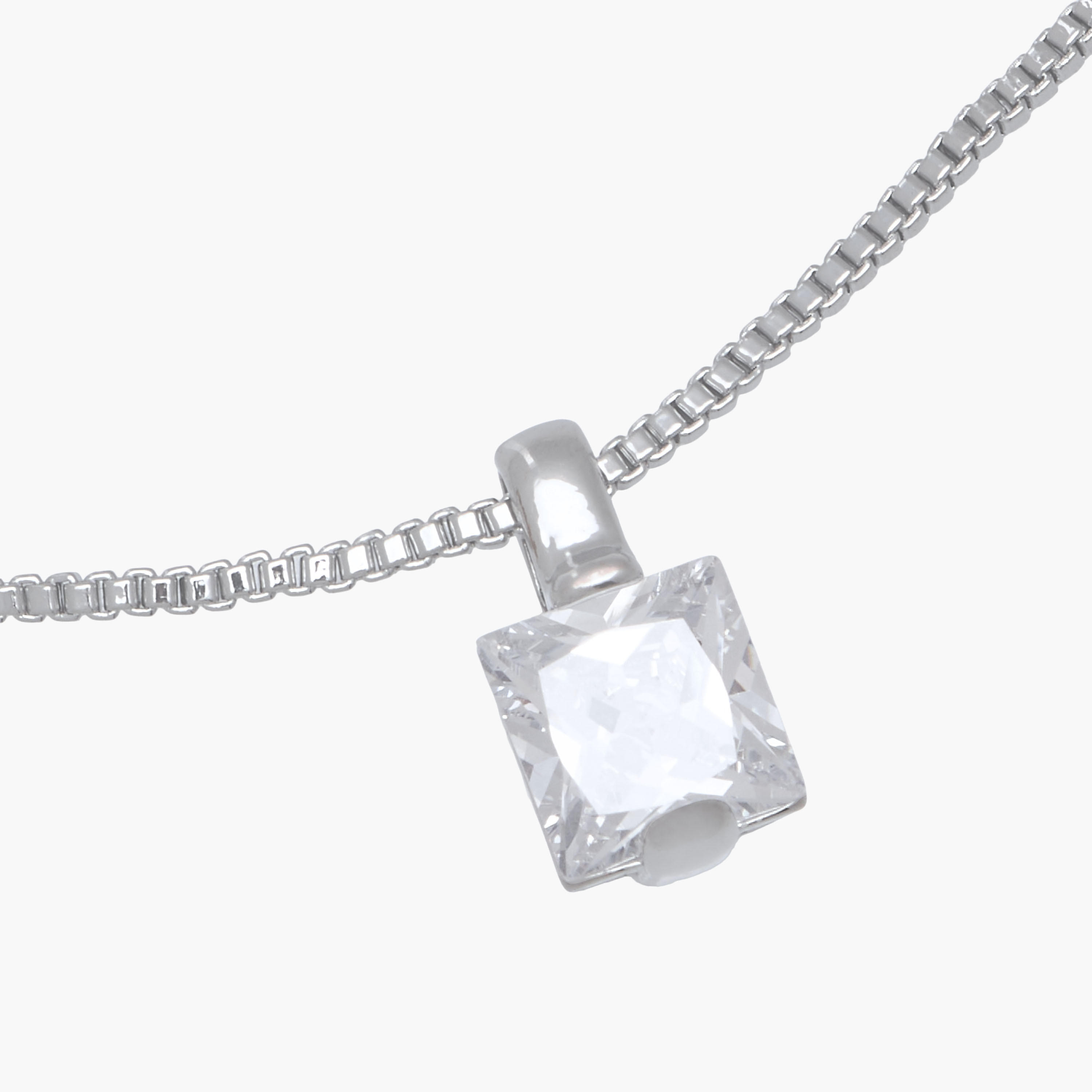 Silver Tone Cubic Zirconia Pendant Necklace with Embellished Design-women-watchesandjewellery-jewellery-necklacesandpendants-image-3